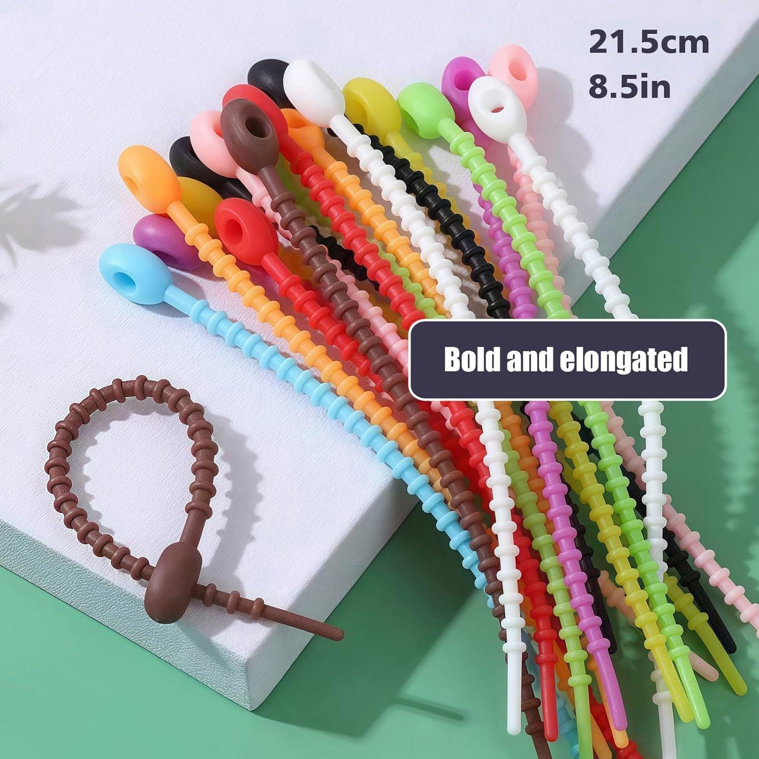 30 Ataduras de Silicona EsyHocm 21.6 cm Multiusos Coloridas