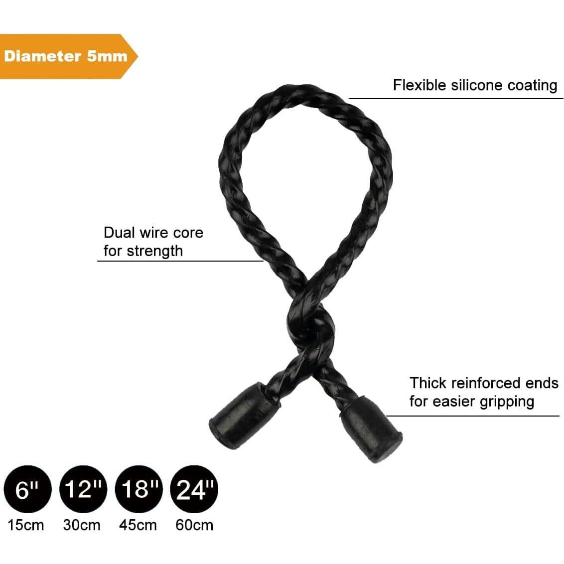 Ties de Silicona Reutilizables Genérico 15 cm 6 Paquetes Negros