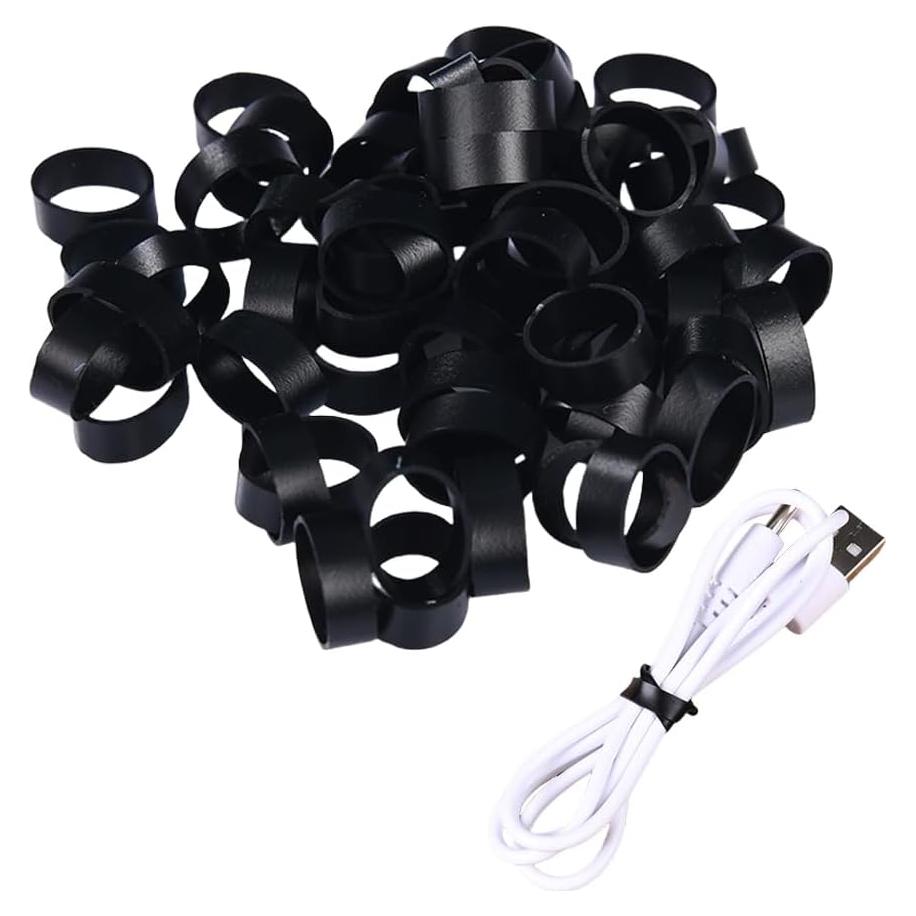 100 Piezas Correas de Silicona Negras 10mm para Cables