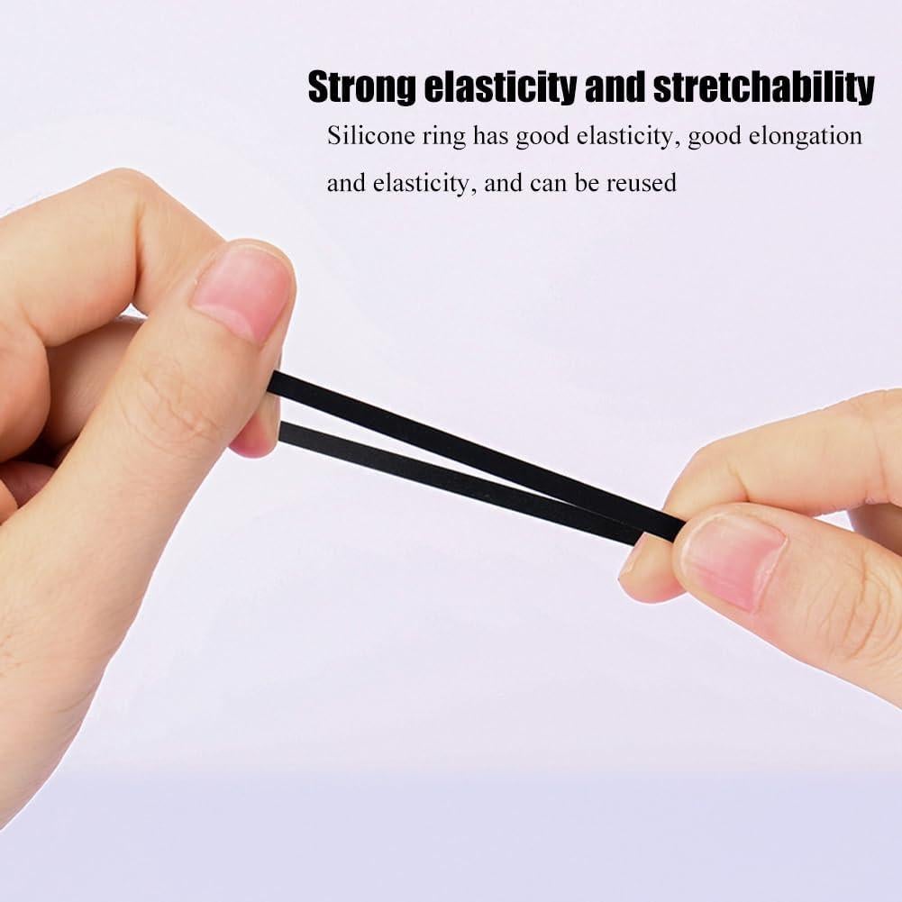 100 Piezas Correas de Silicona Negras 10mm para Cables