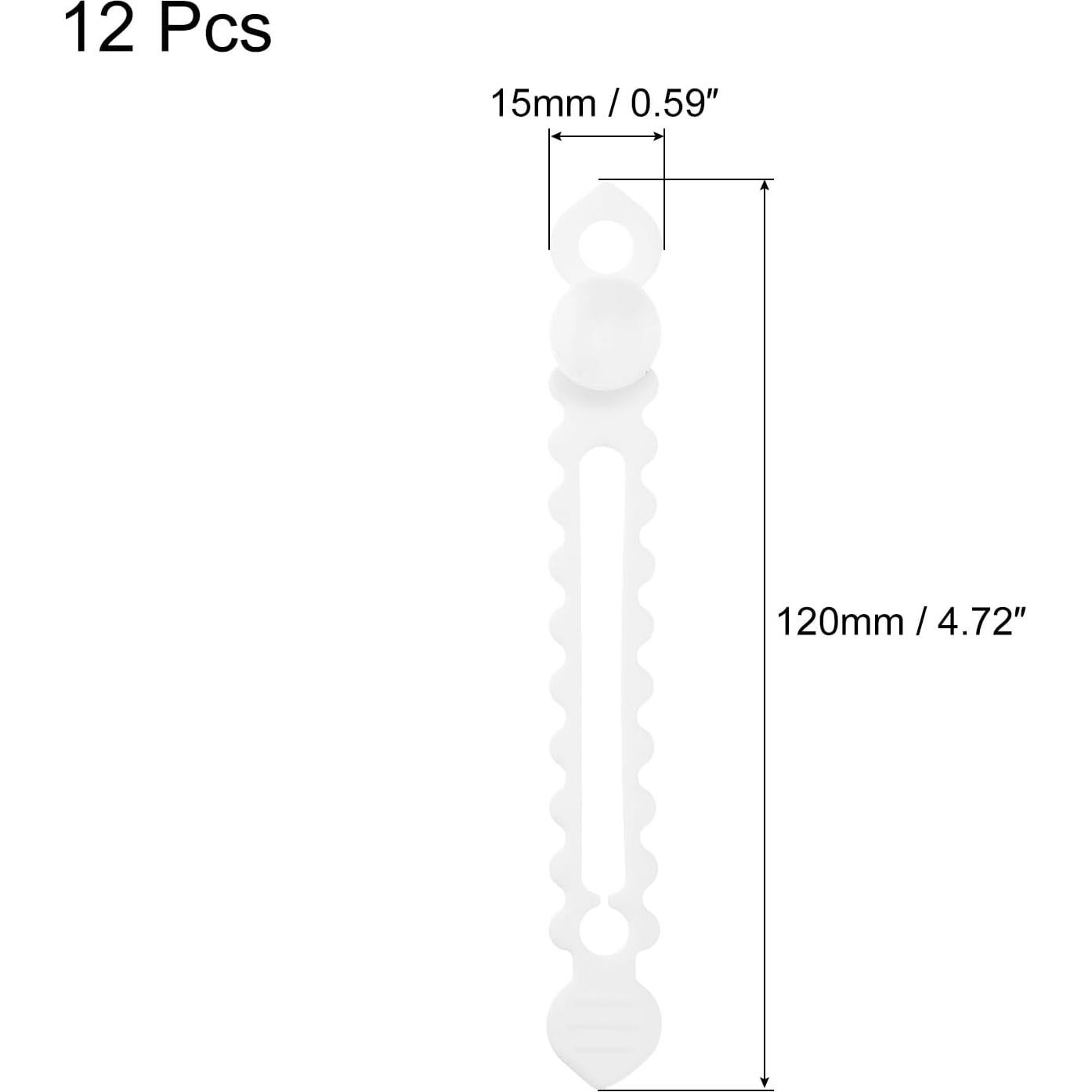 12 Correas de Silicona Reutilizables uxcell 11.94 cm Blancas