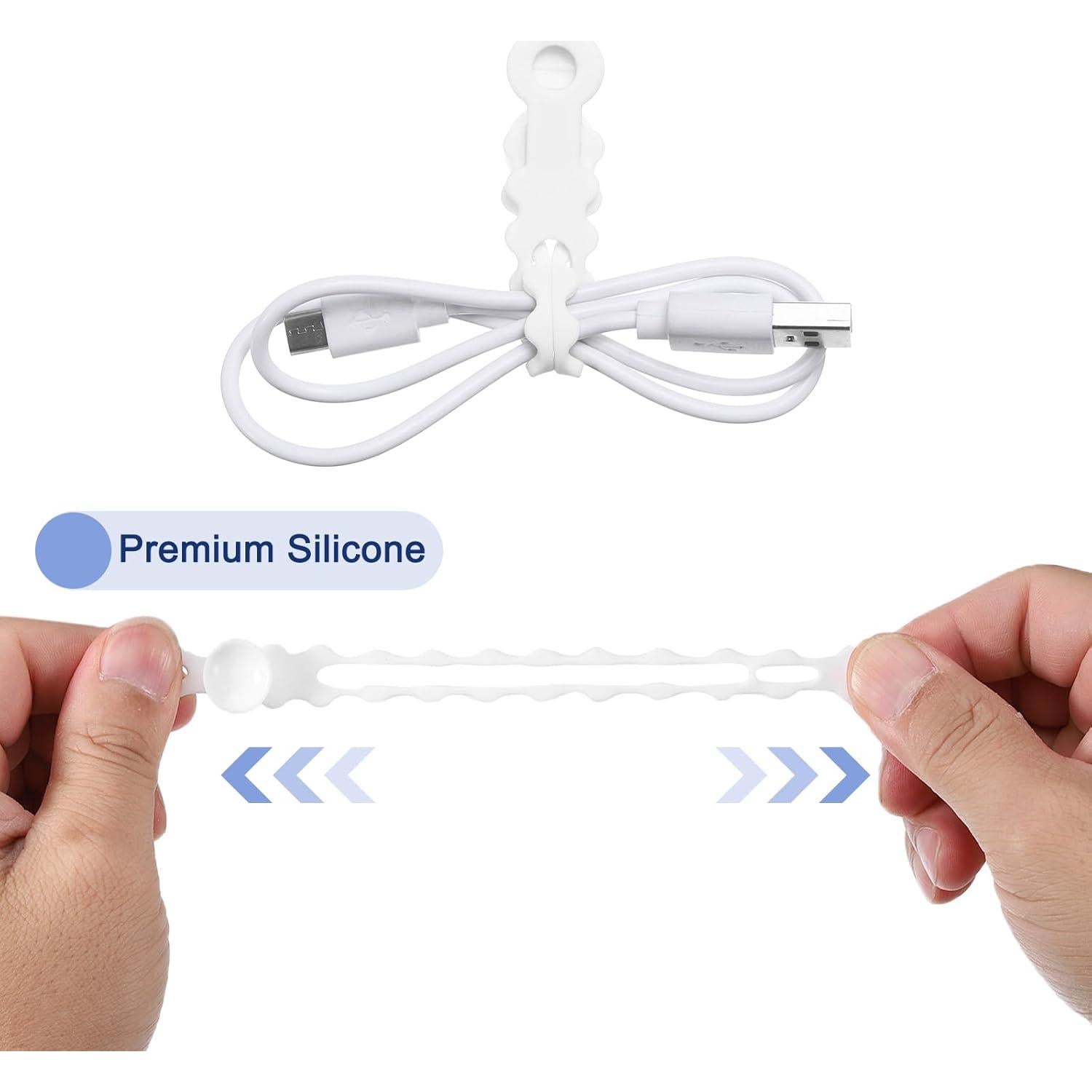 12 Correas de Silicona Reutilizables uxcell 11.94 cm Blancas