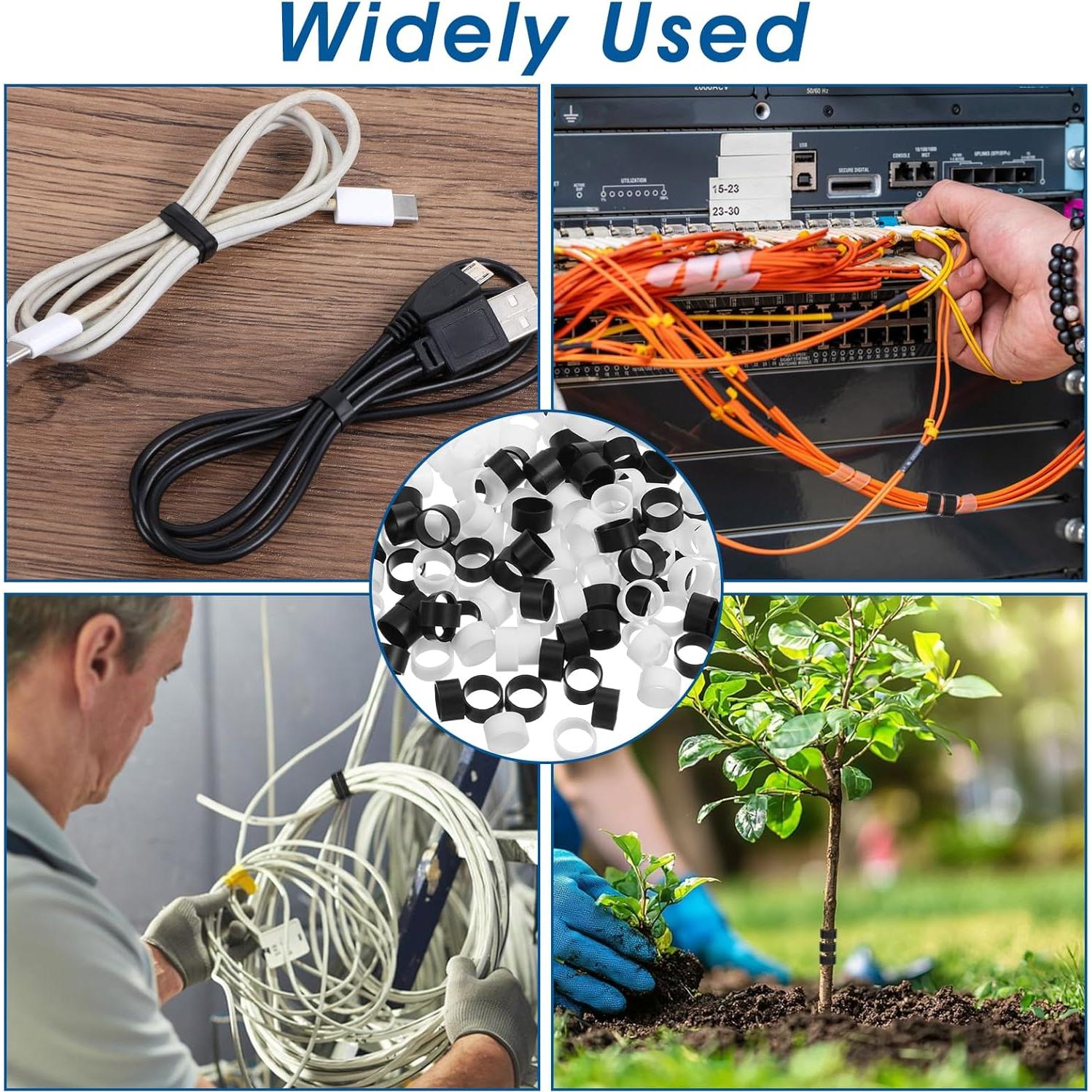 300 Bandas de Goma de Silicona DOPENSPI Negras y Blancas 0.8cm