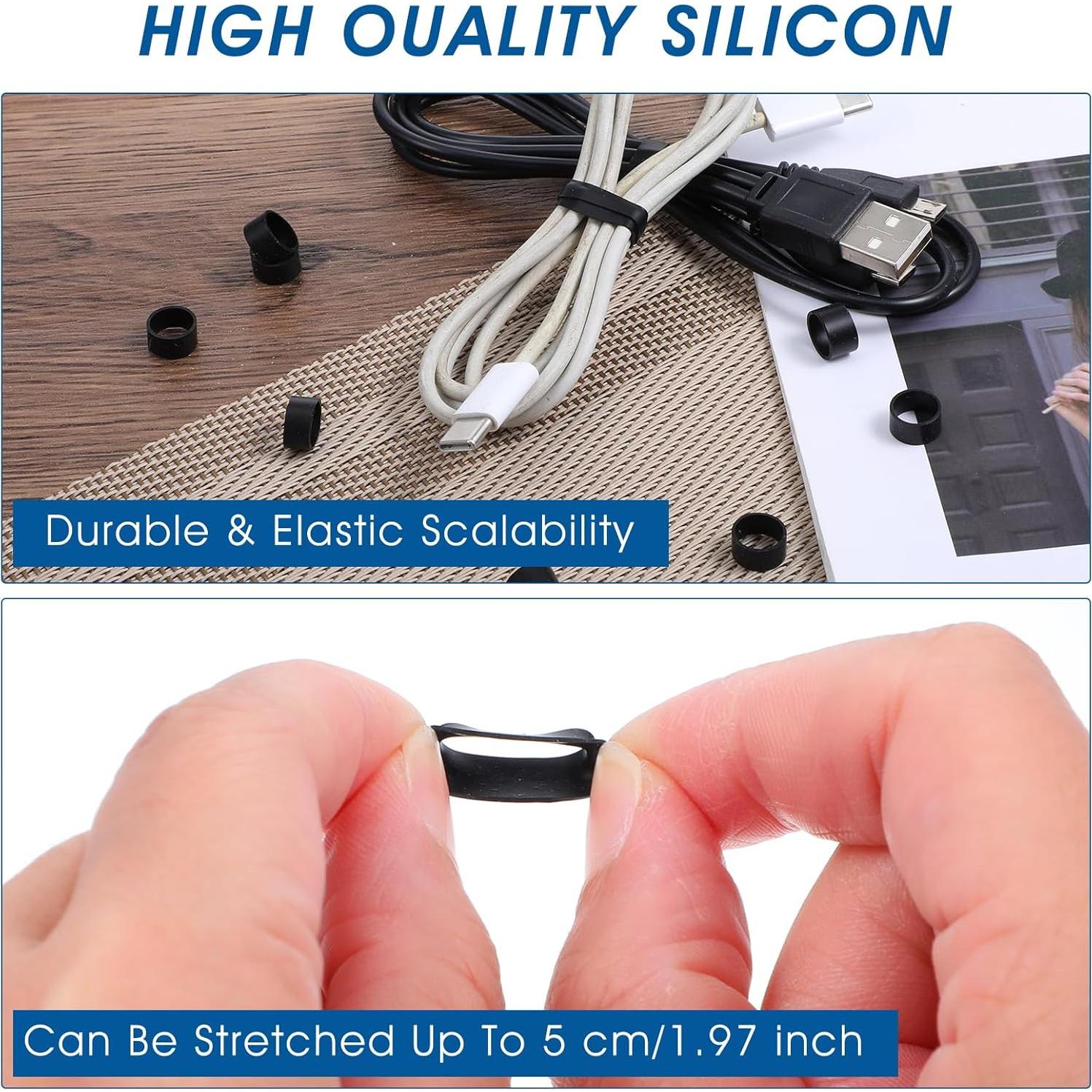 300 Bandas de Goma de Silicona DOPENSPI Negras y Blancas 0.8cm