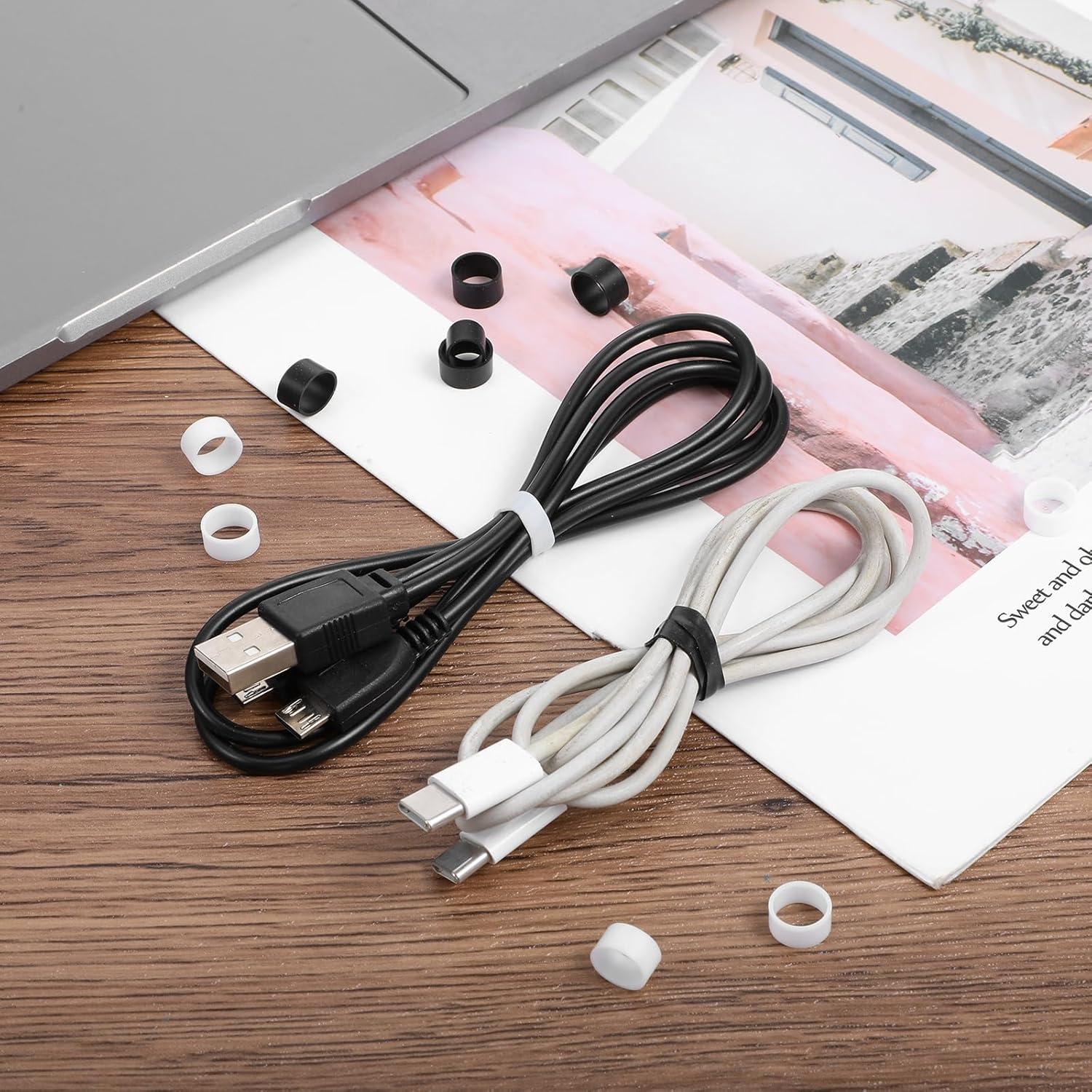 300 Bandas de Goma de Silicona DOPENSPI Negras y Blancas 0.8cm