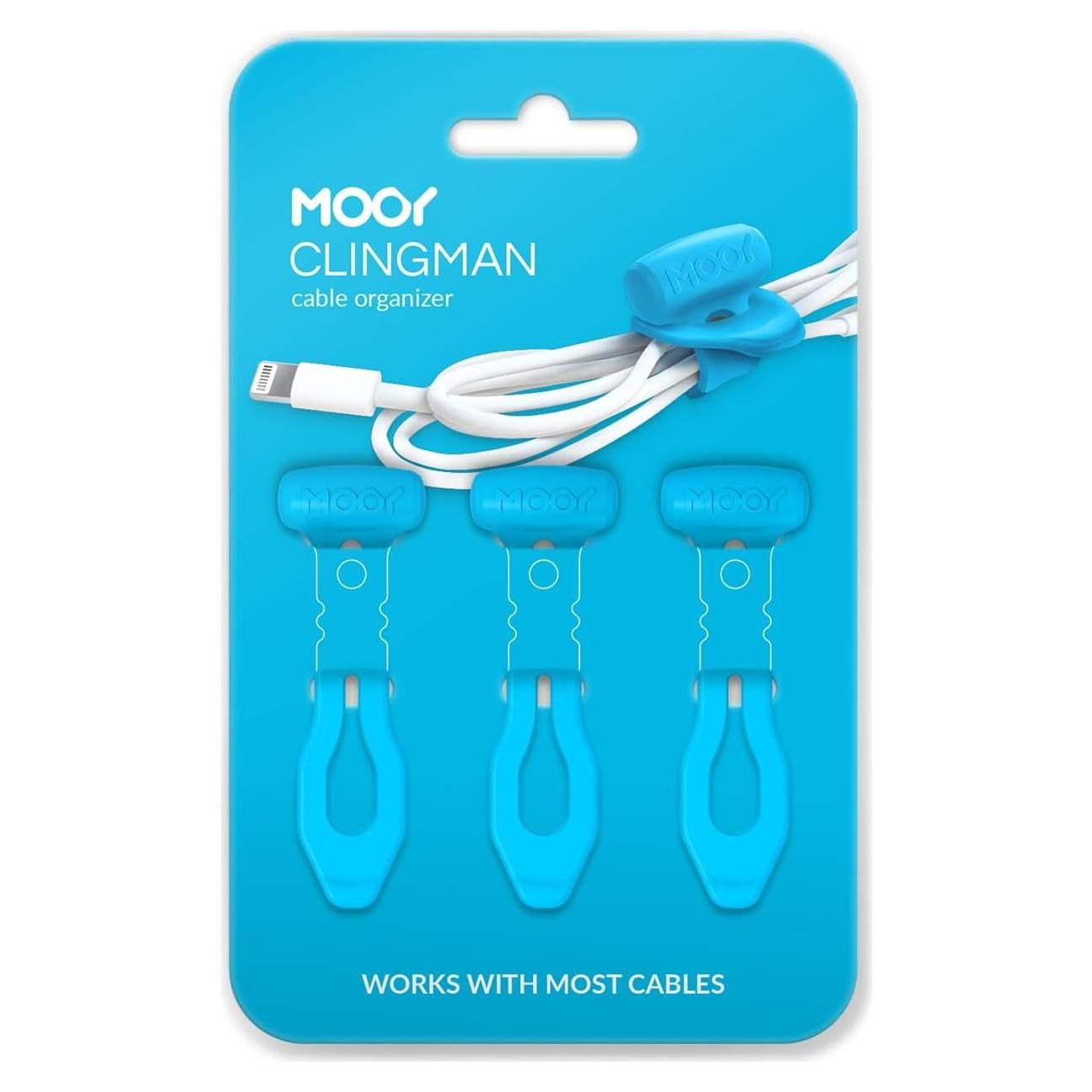 Organizador de Cables MOOY CLINGMAN Set de 3 Silicona Azul