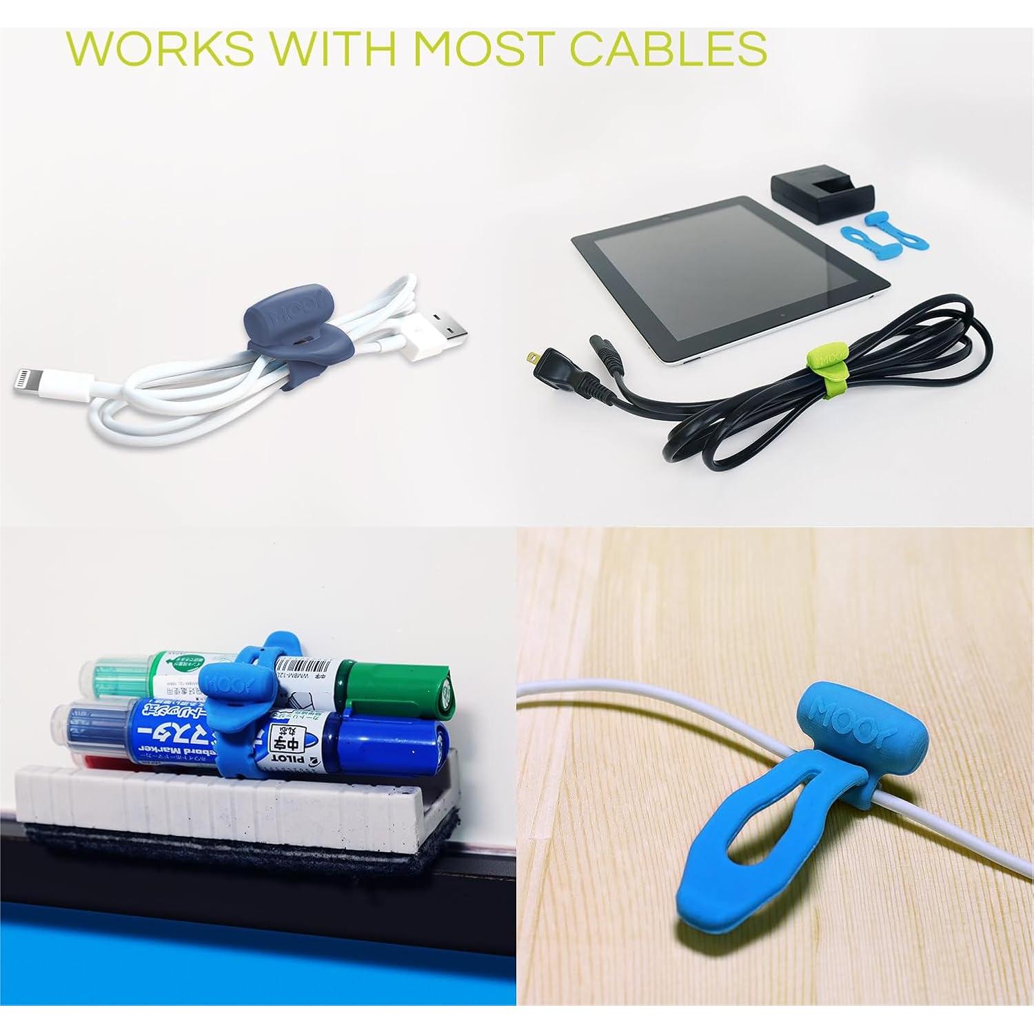 Organizador de Cables MOOY CLINGMAN Set de 3 Silicona Azul