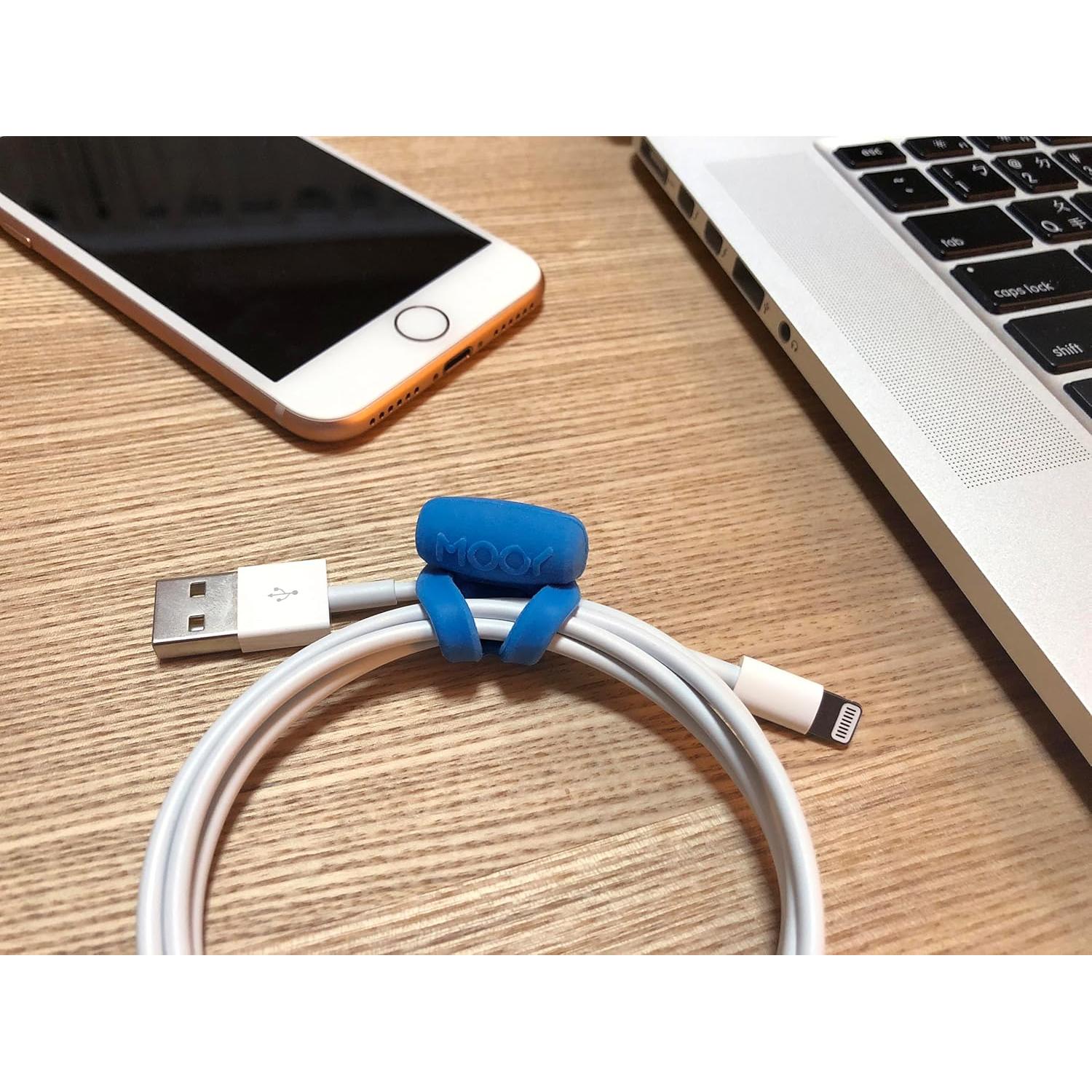 Organizador de Cables MOOY CLINGMAN Set de 3 Silicona Azul