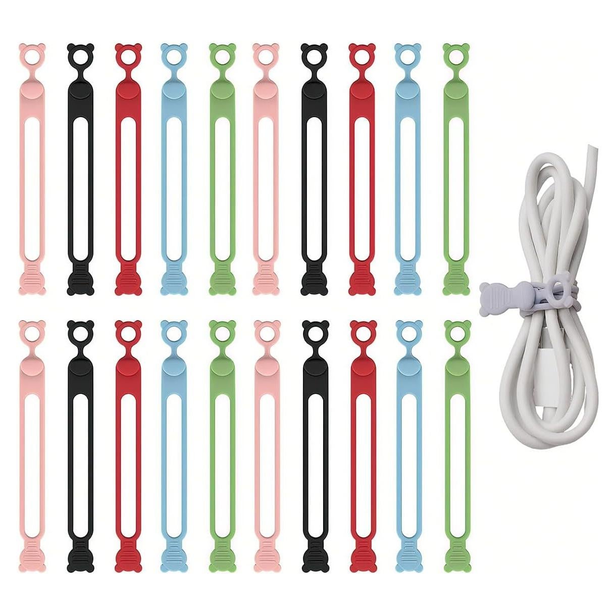 20 Correas de Cable de Silicona Reutilizables XnxnzhHo Multicolor