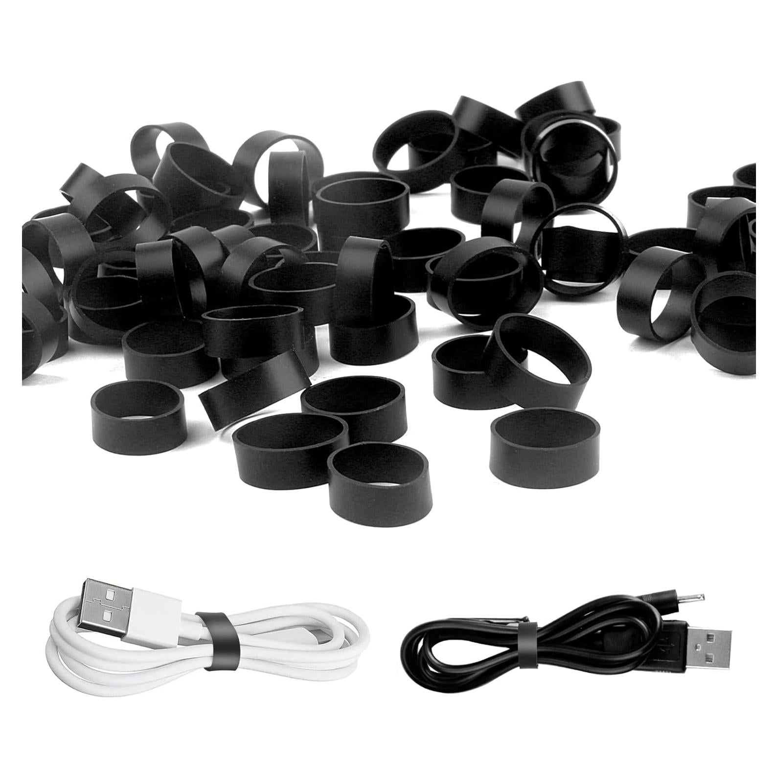 100 Bandas de Goma de Silicona Notoke Negras 1.27 cm