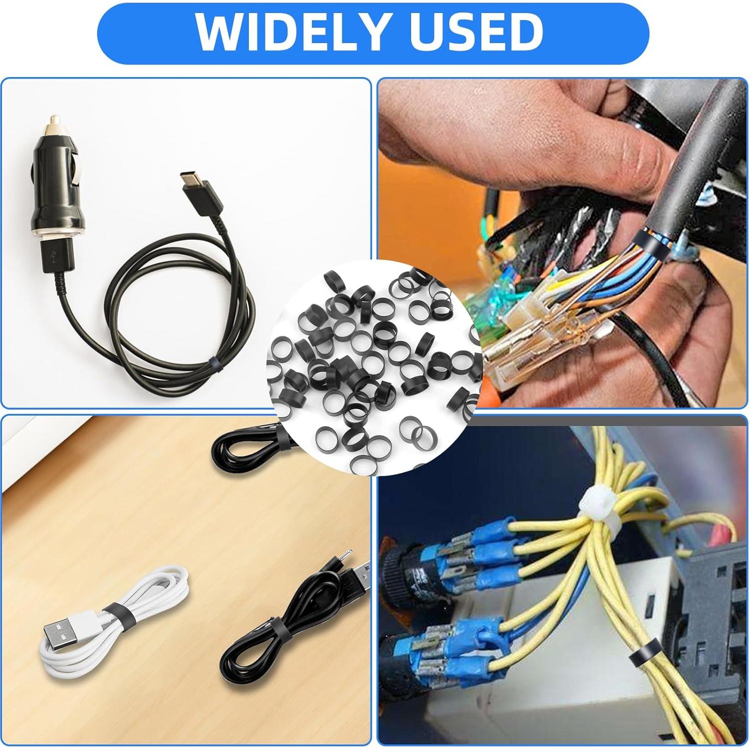 100 Bandas de Goma de Silicona Notoke Negras 1.27 cm