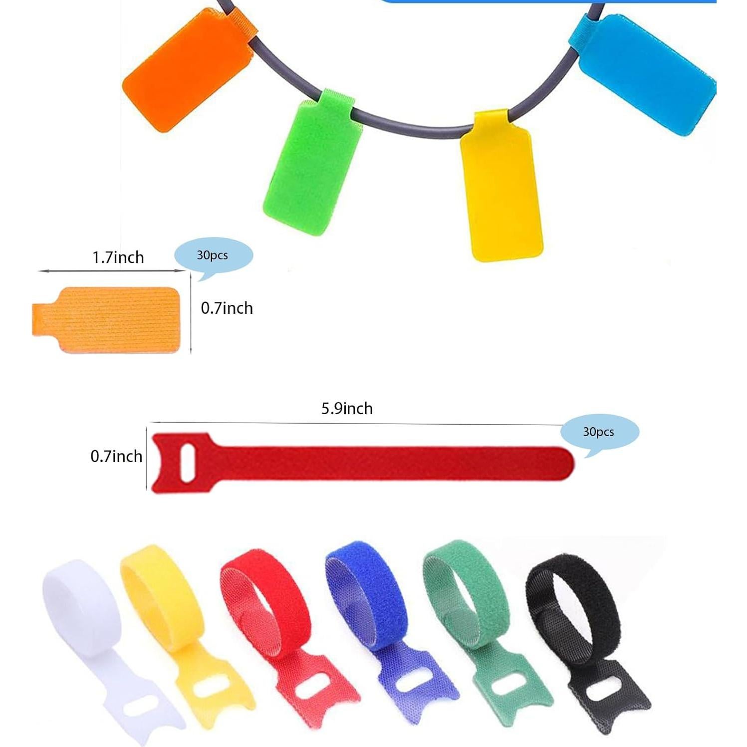 Kit de Etiquetas de Cable Reutilizables TOPNI CL-02 - 60 Piezas