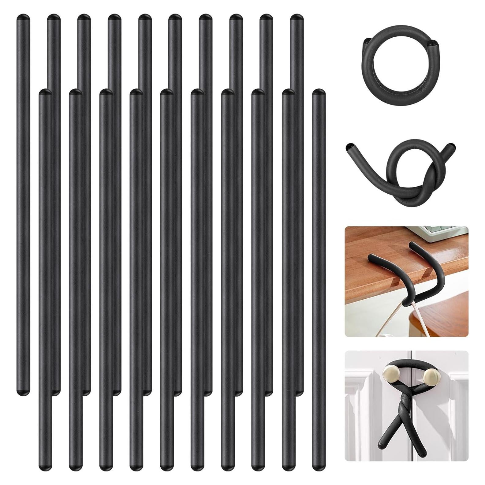 20 Gomas Torcidas Reutilizables Ninehaoou 43 cm Negro