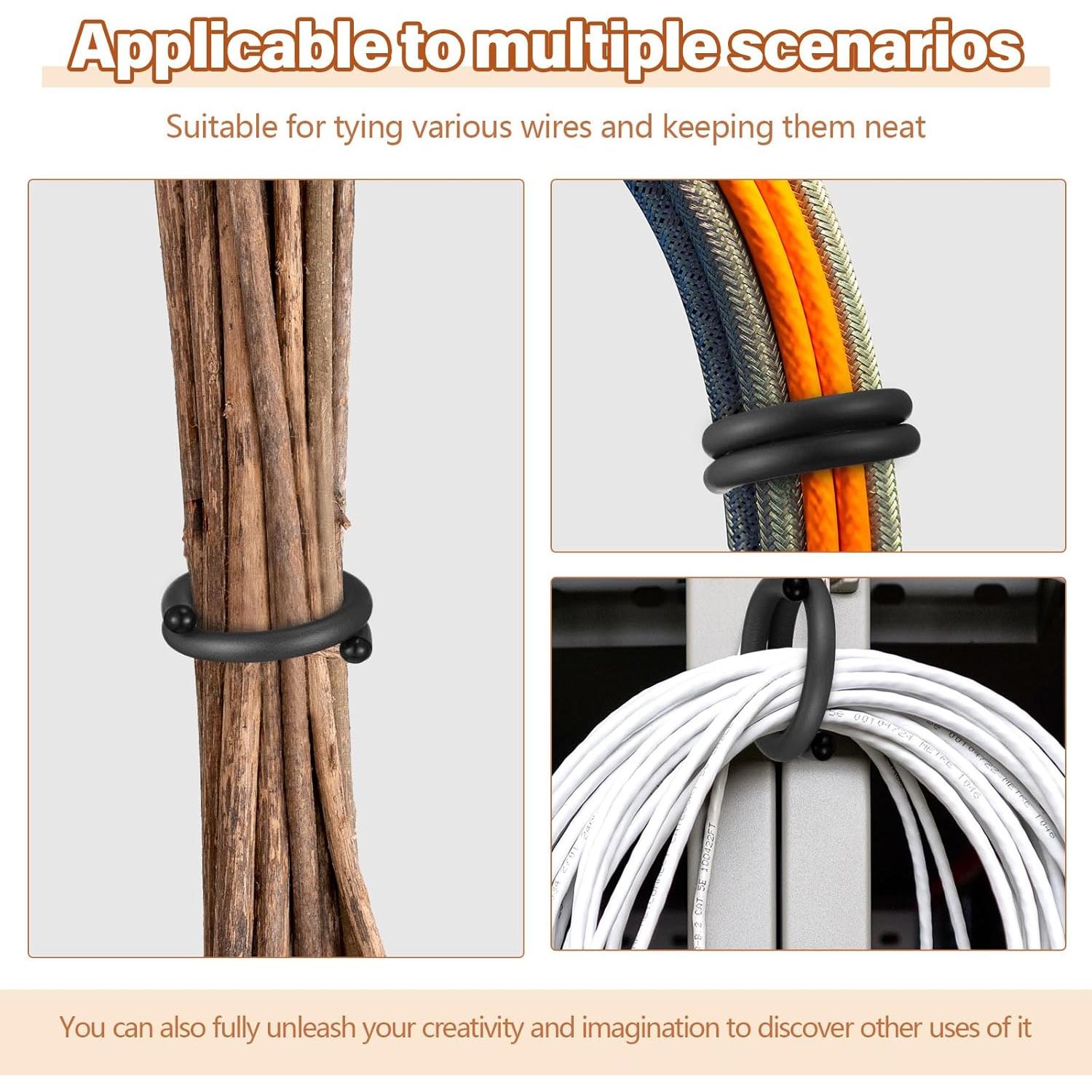 20 Gomas Torcidas Reutilizables Ninehaoou 43 cm Negro