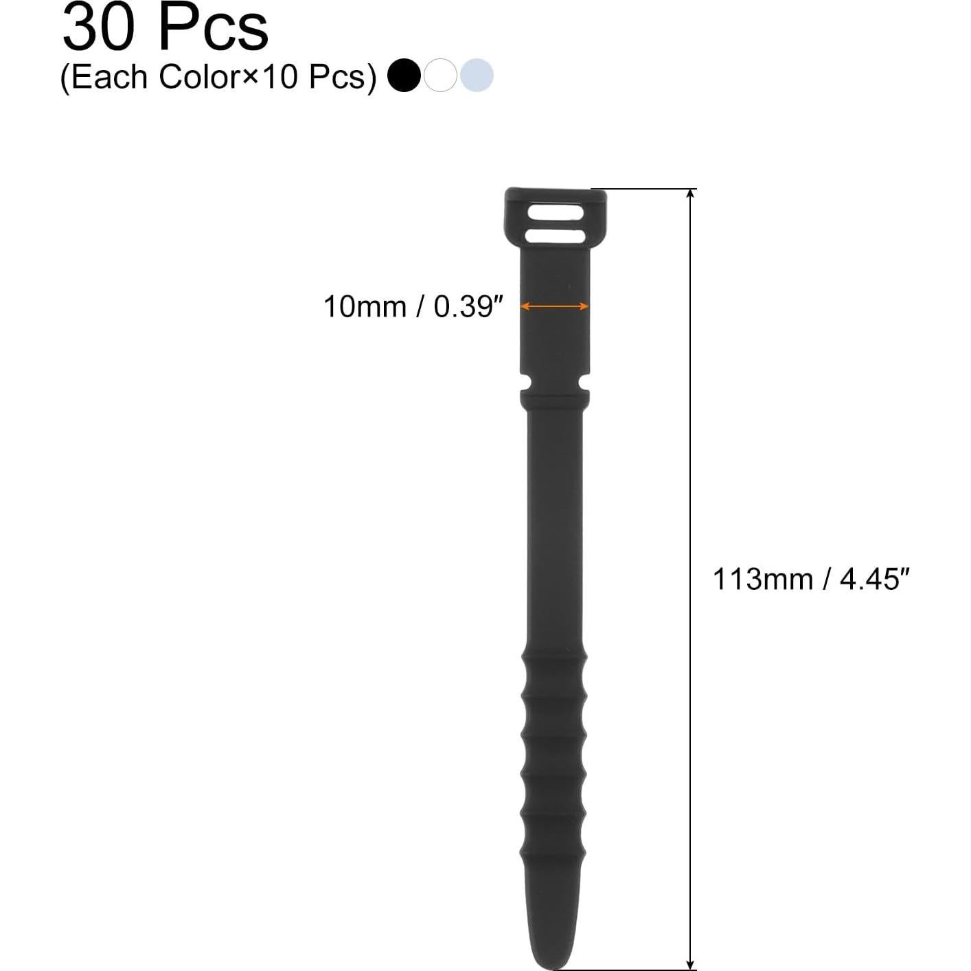 30 Piezas Bridas de Silicona Reutilizables uxcell 11.3 cm