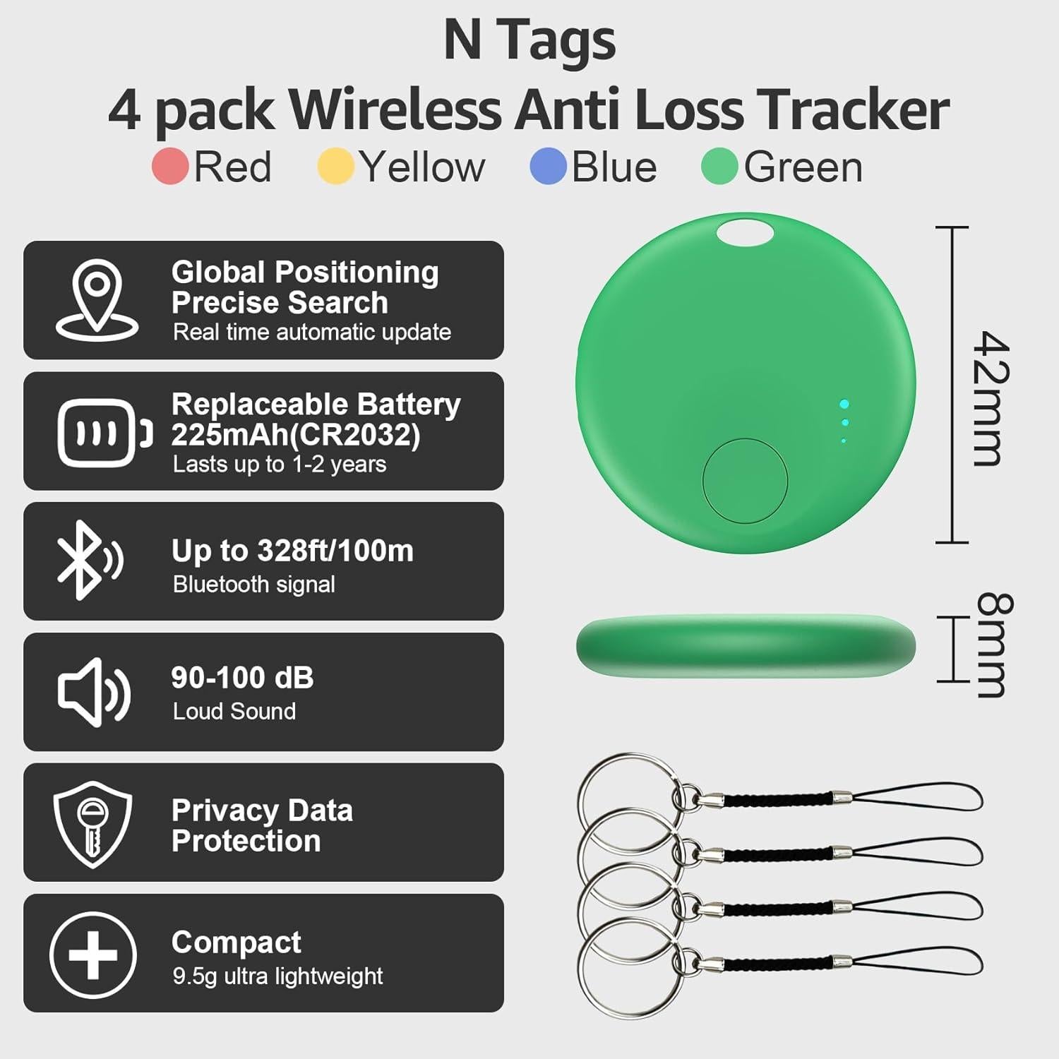Etiquetas de Rastreo Bluetooth LocGuaxrd - Paquete de 4