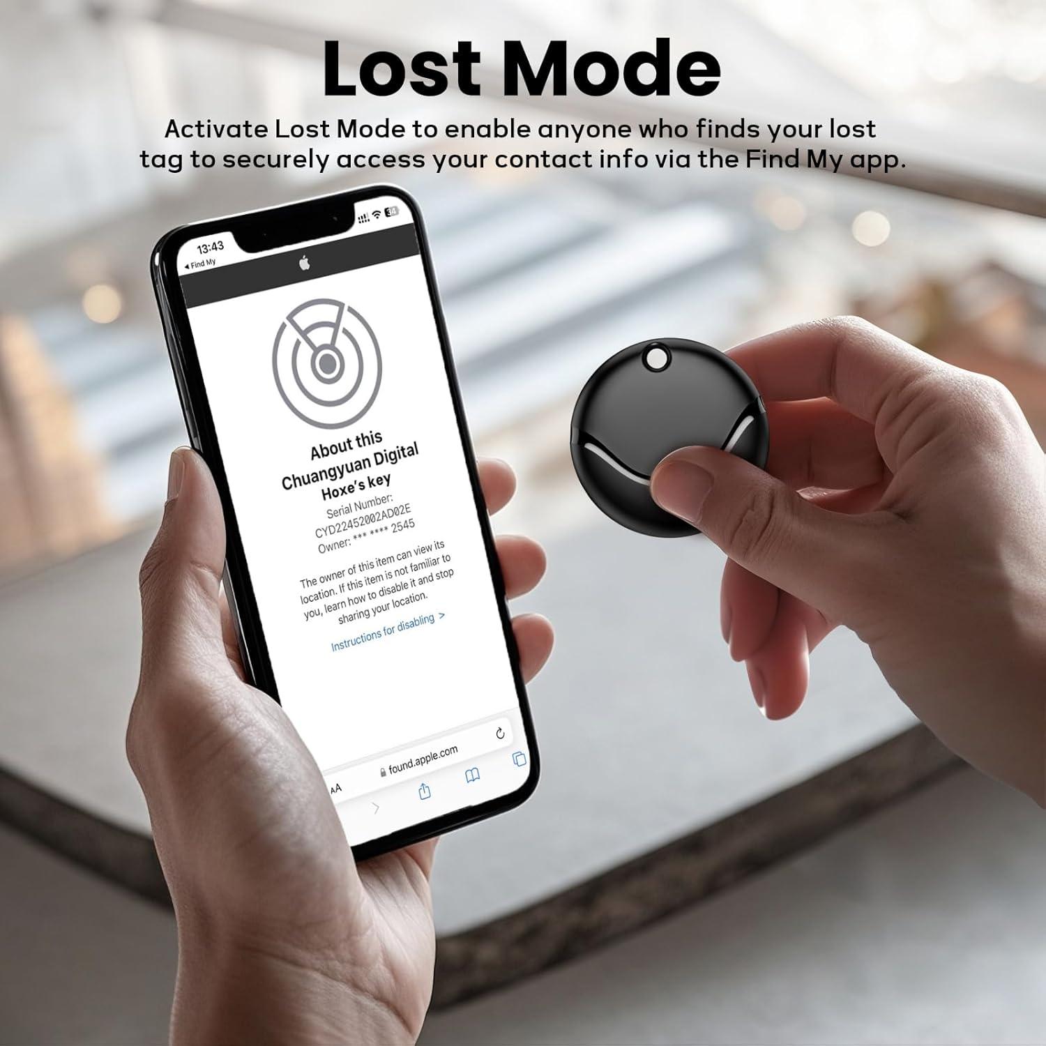 Etiquetas de Seguimiento Bluetooth Hoxe - Paquete de 4 Negro IP67