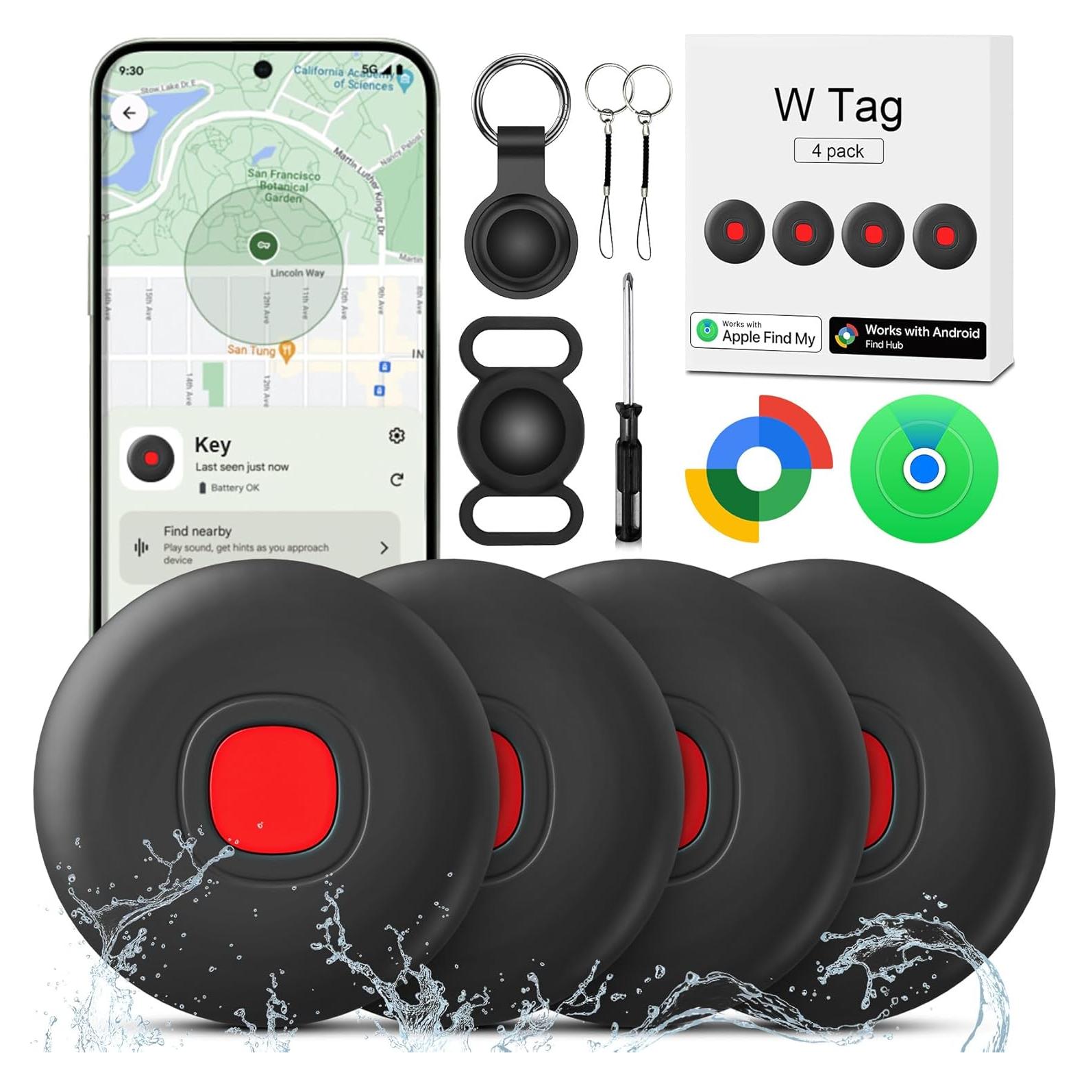 Etiquetas de Seguimiento Bluetooth Fortunepro W Tag - Paquete de 4, Impermeables, iOS/Android