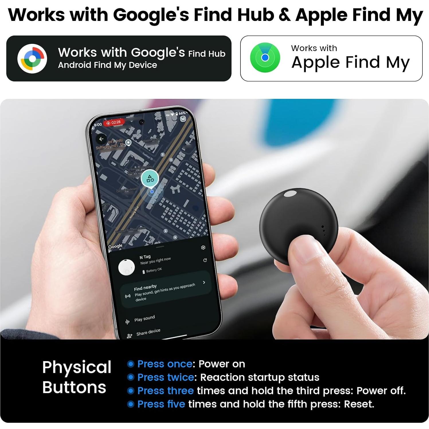 Etiquetas de Rastreo Bluetooth 2 Paquete - N Tag Negro