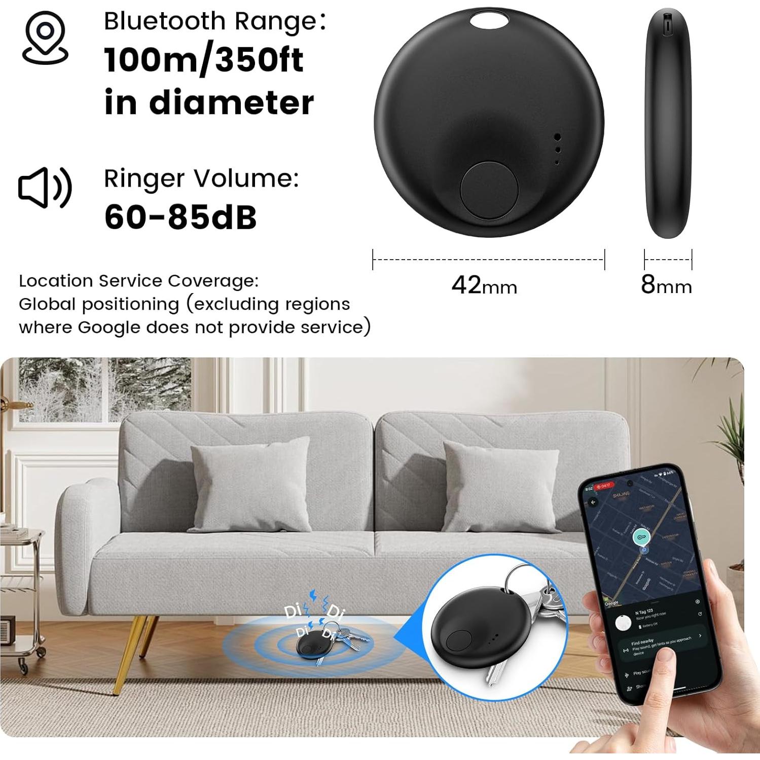 Etiquetas de Rastreo Bluetooth 2 Paquete - N Tag Negro