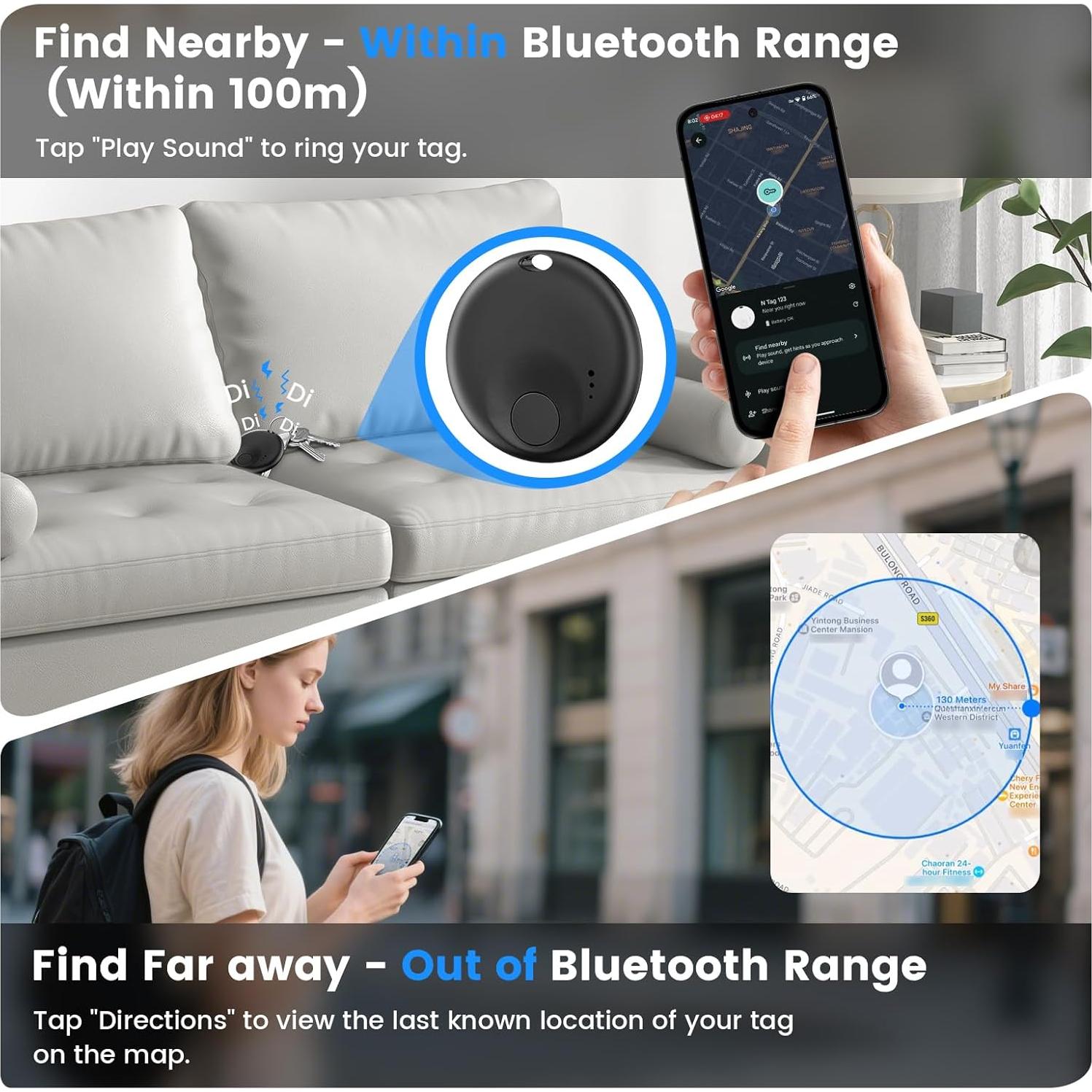 Etiquetas de Rastreo Bluetooth 2 Paquete - N Tag Negro