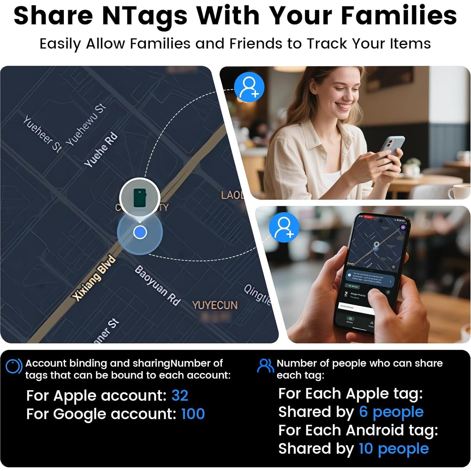 Etiquetas de Rastreo Bluetooth 2 Paquete - N Tag Negro