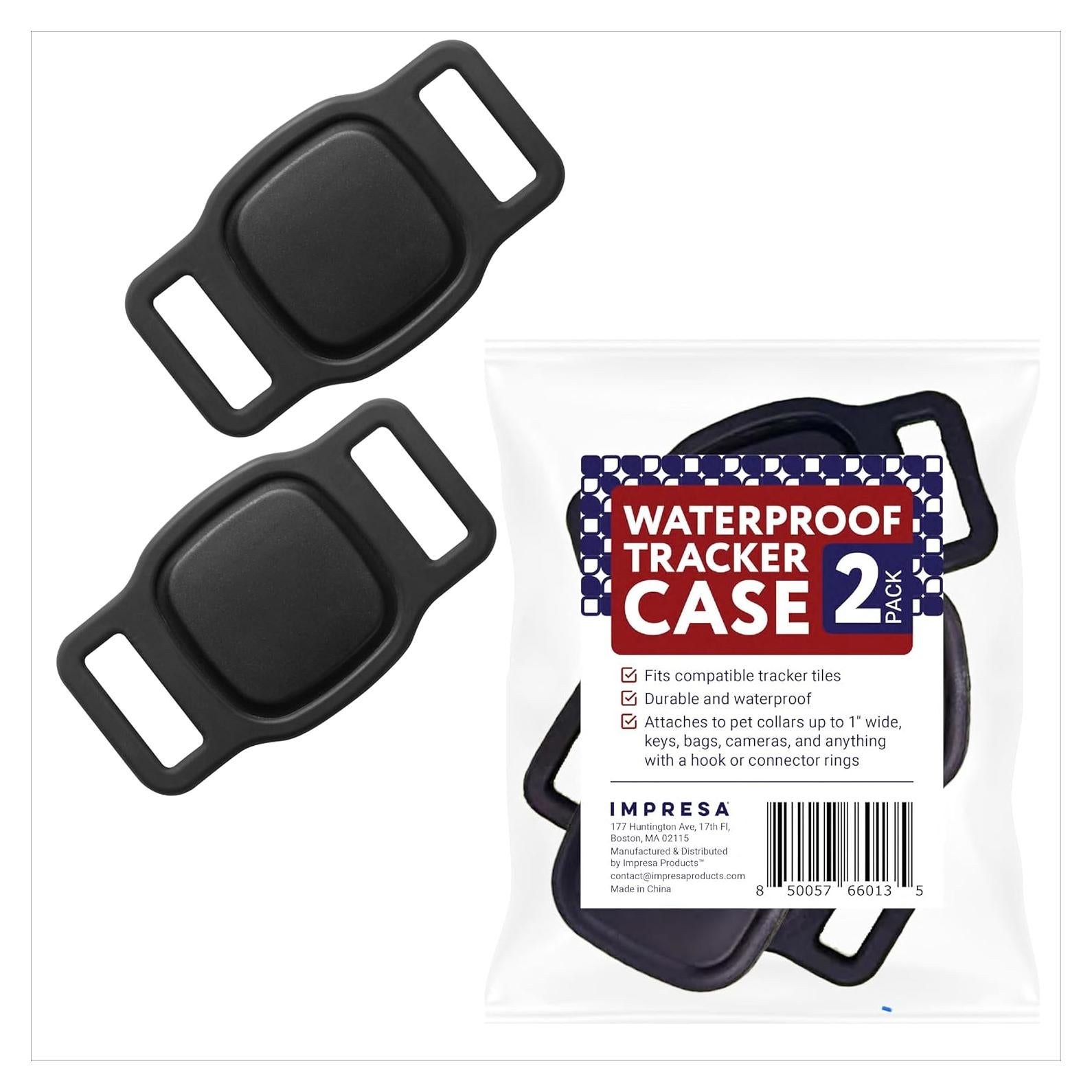 Estuche de Silicona Impermeable IMPRESA para Collar de Perro - Negro - Compatible con Eufy y Petloc8 GPS