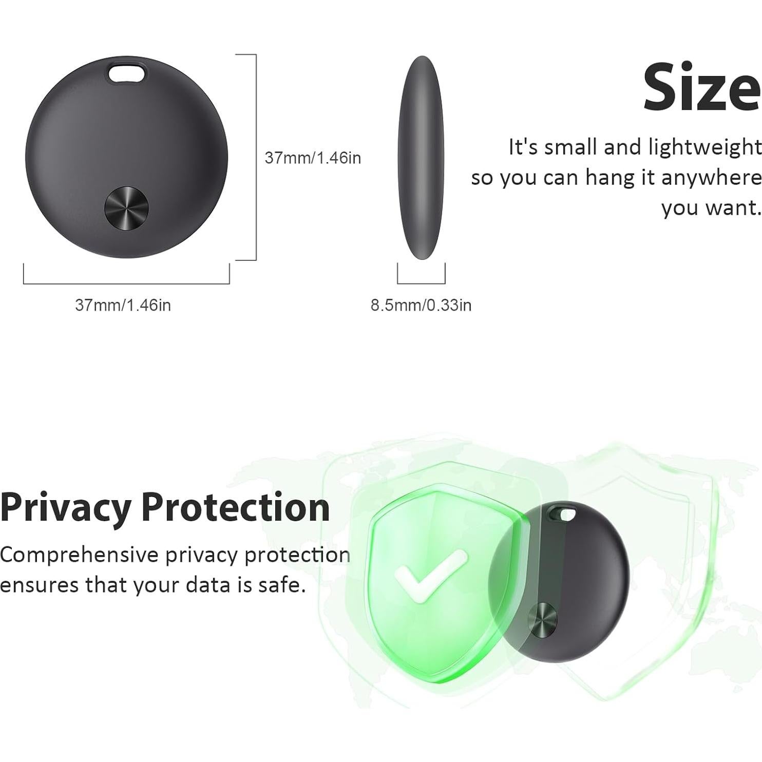 Etiquetas de Seguimiento Bluetooth IMSVEPR - Paquete de 4, Negro