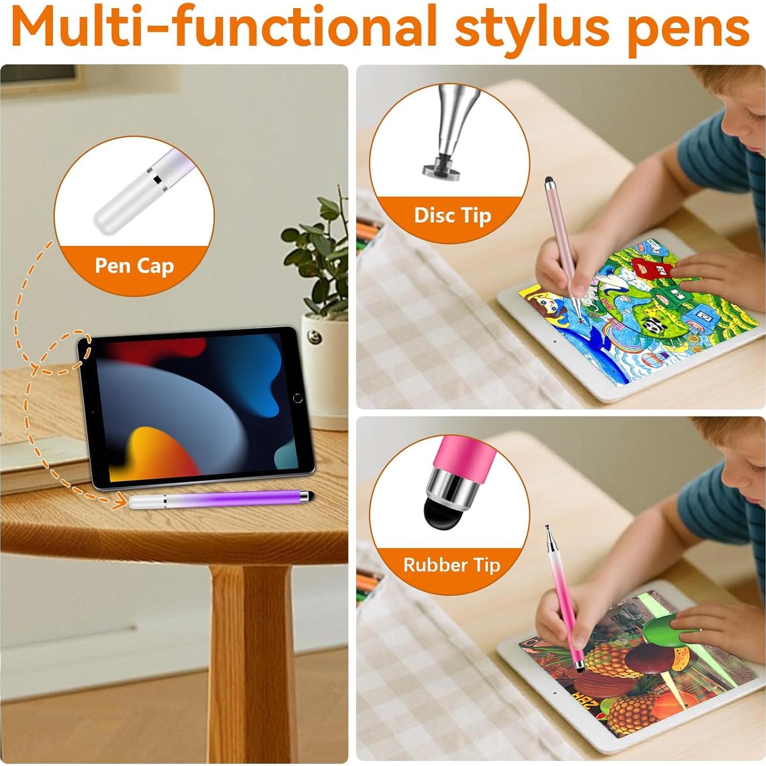 Paquete de 8 bolígrafos stylus Wrseler 3 en 1 alta precisión