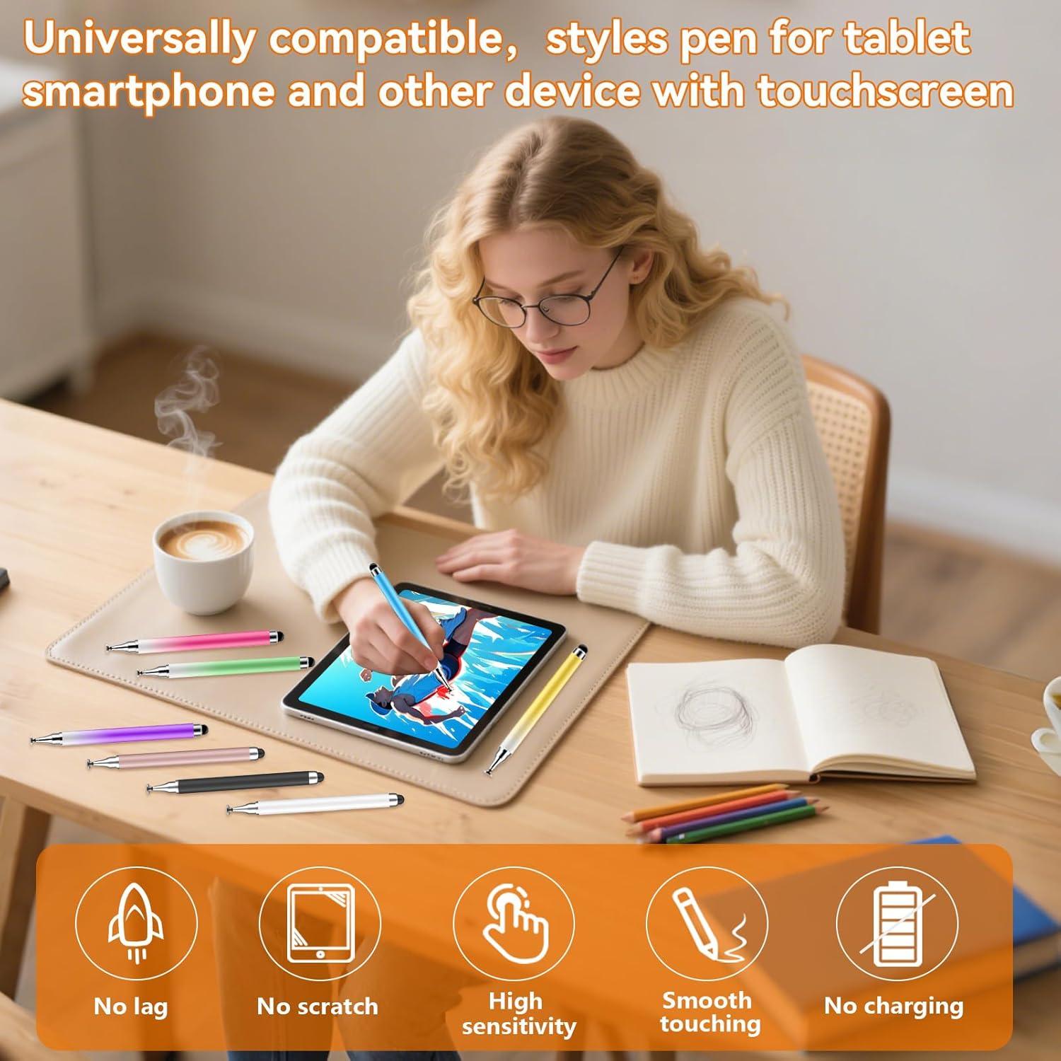 Paquete de 8 bolígrafos stylus Wrseler 3 en 1 alta precisión