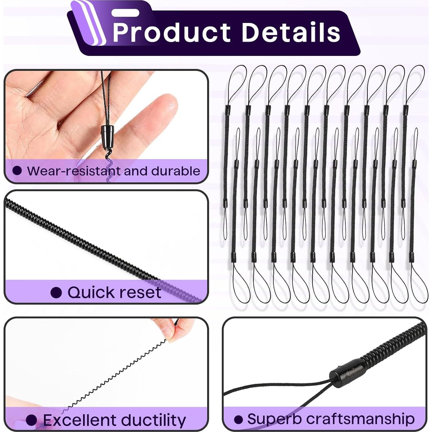 Correa para Bolígrafo Chaseroad 20PCS Elástica Retráctil