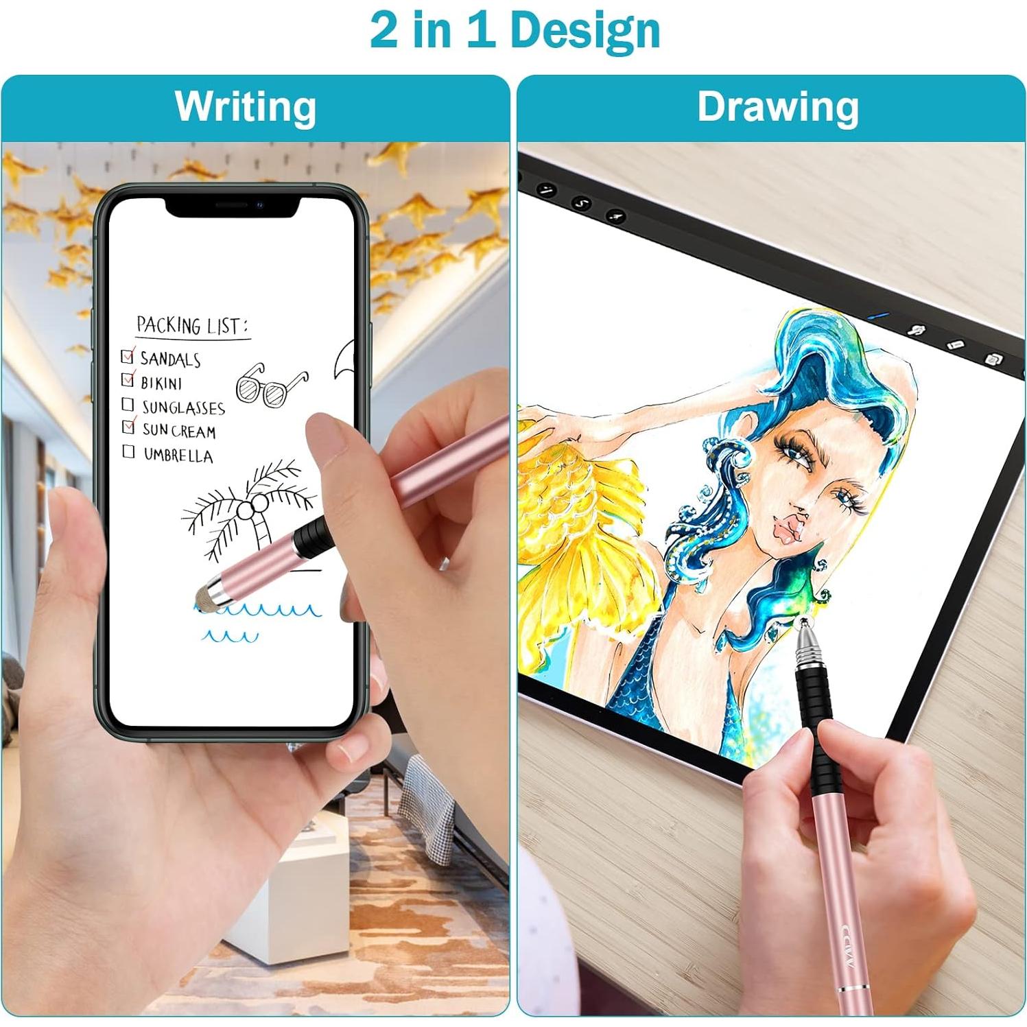 Lápiz Stylus 2 en 1 CCIVV Punta Fina y de Malla para Pantallas Táctiles