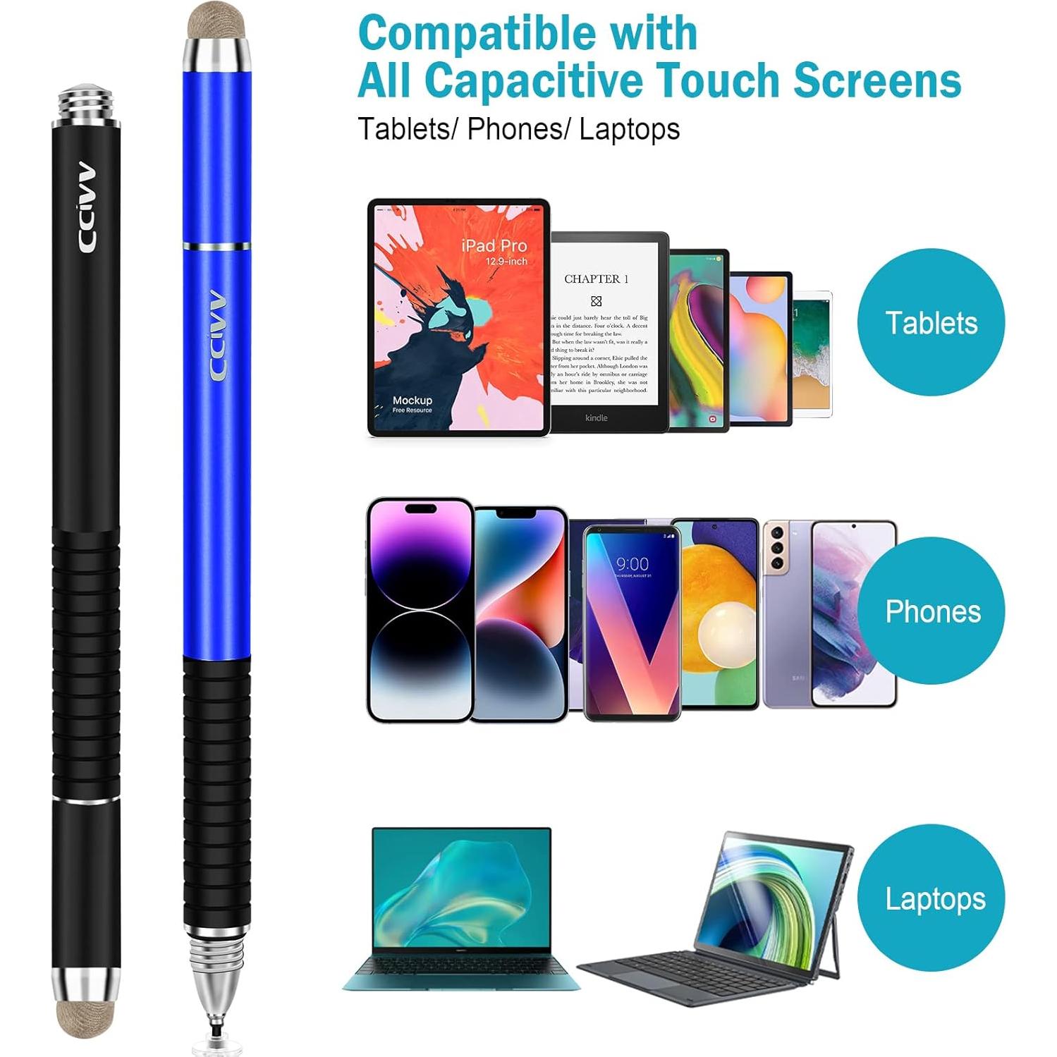 Lápiz Stylus 2 en 1 CCIVV Punta Fina y de Malla para Pantallas Táctiles