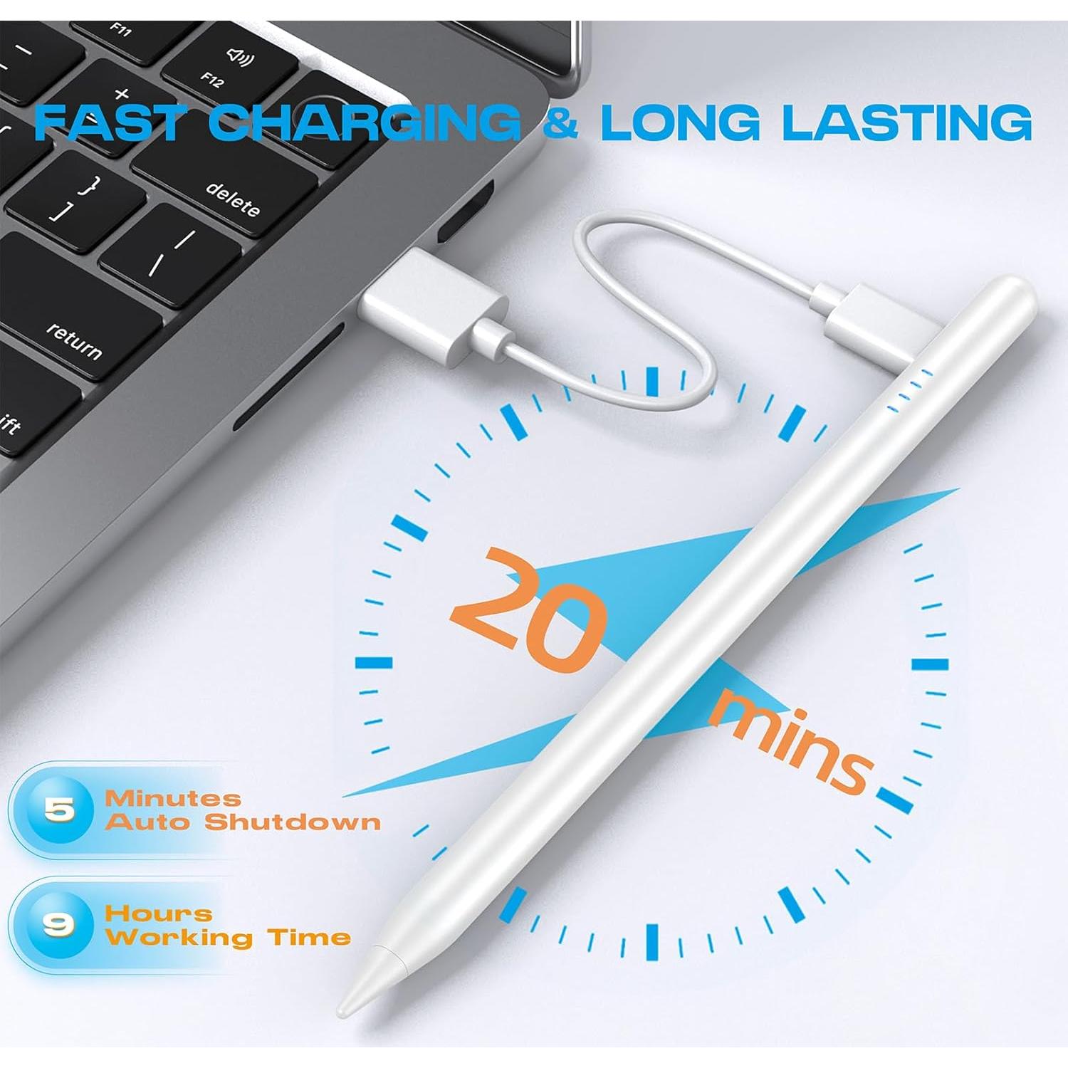 Lápiz Stylus CMARS para iPad 2018-2025, Carga Rápida 20 Min