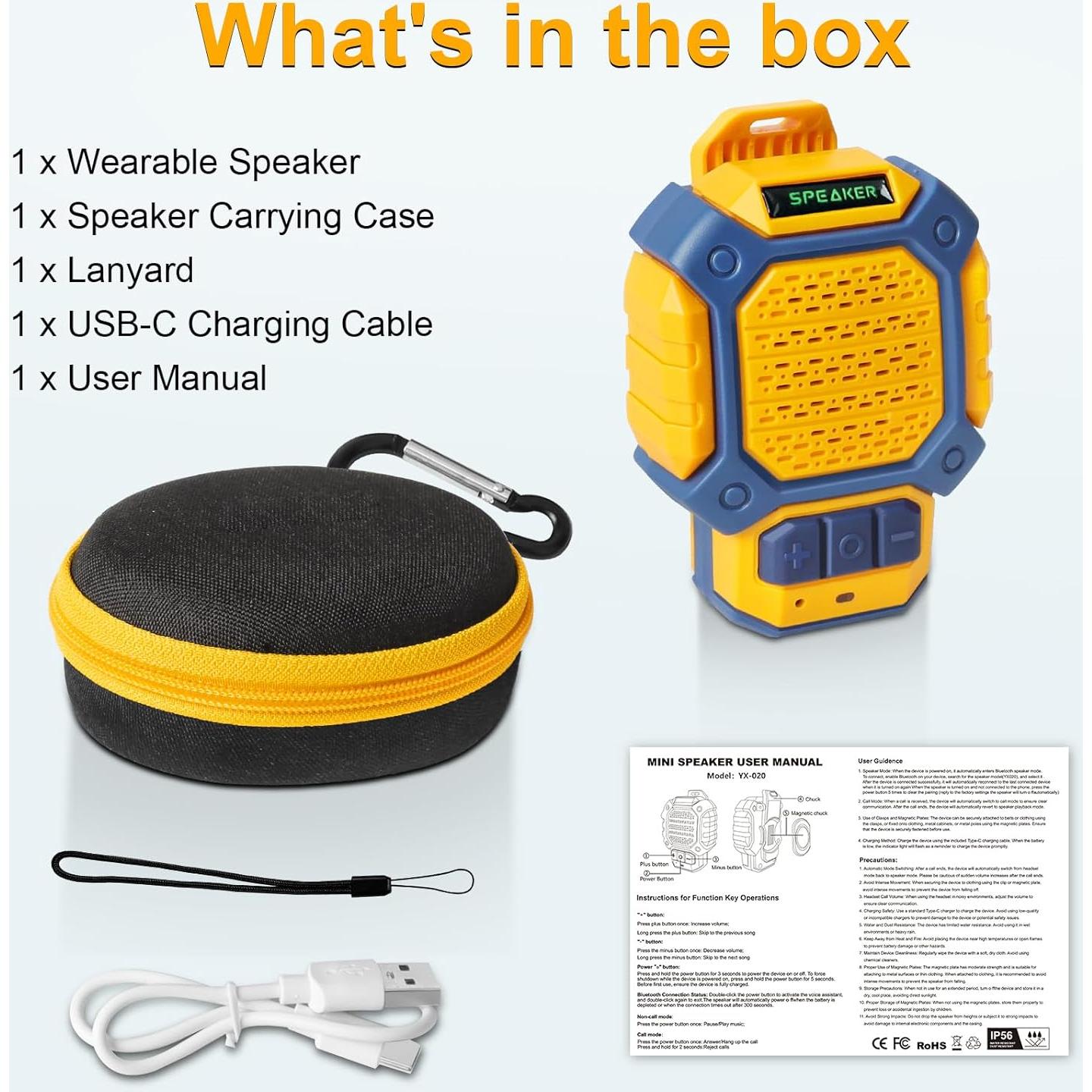 Altavoz Bluetooth portátil impermeable IP56 YX-020 amarillo