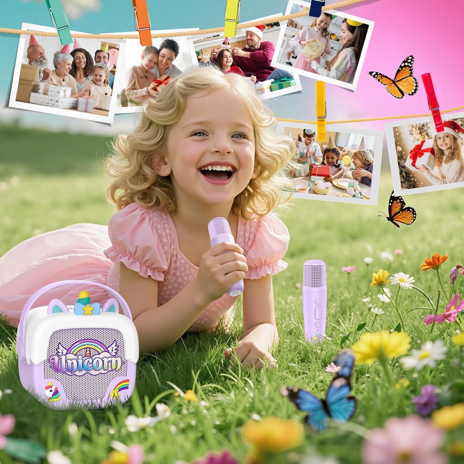 Mini Máquina de Karaoke Unicornio Bluetooth 5.3 para Niñas