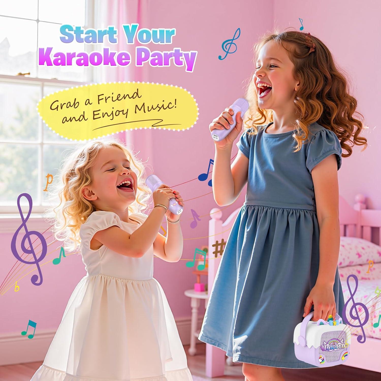 Mini Máquina de Karaoke Unicornio Bluetooth 5.3 para Niñas