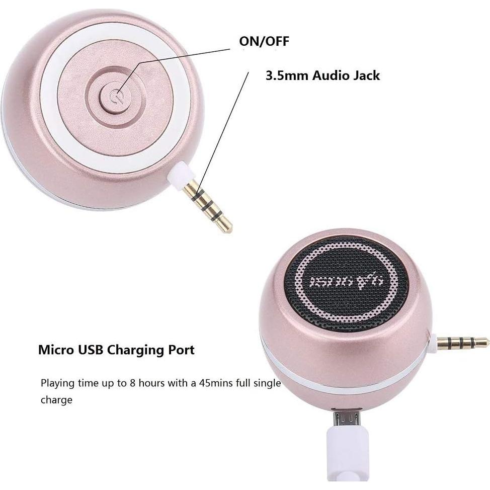 Mini Altavoz Portátil K-Tech A5 3W Oro Rosa con Aux 3.5mm