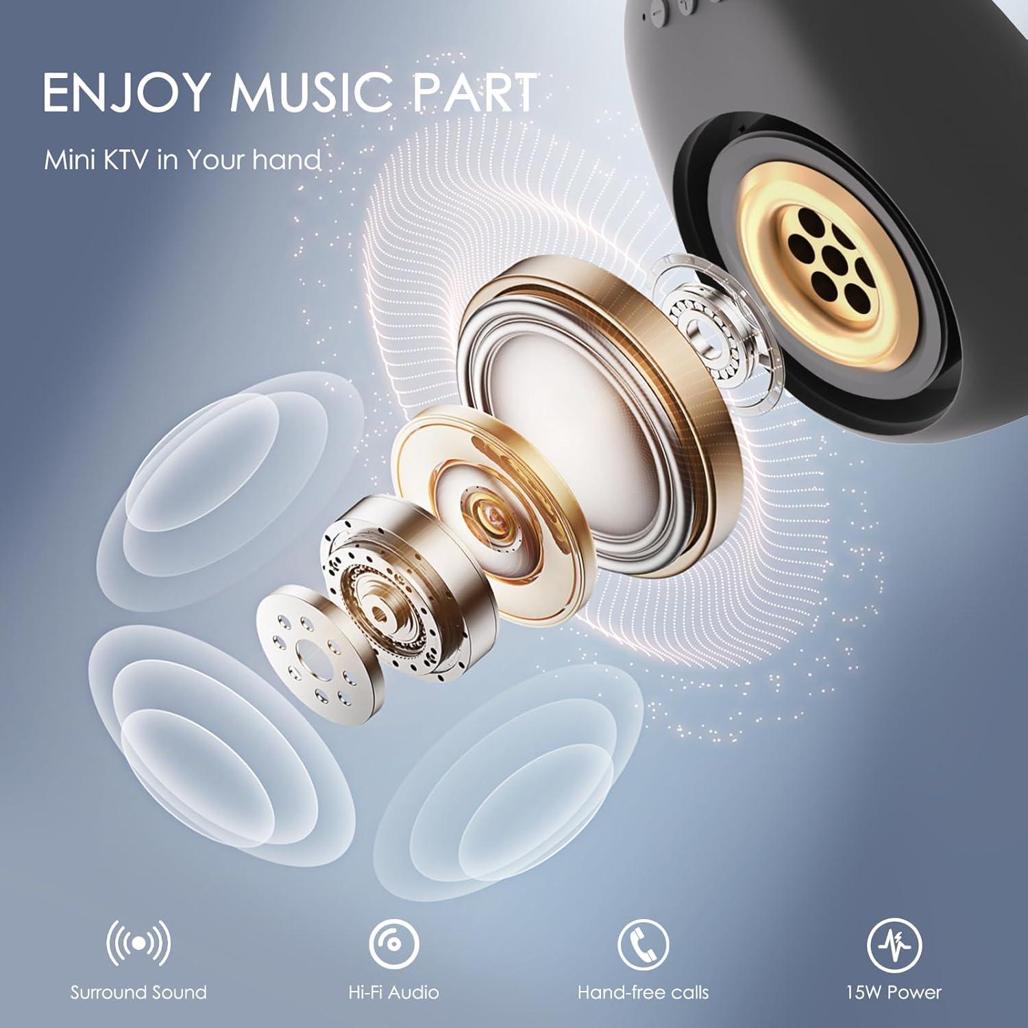 Máquina de Karaoke Poryolo&Vibe Portátil 35W Bluetooth 2 Micrófonos