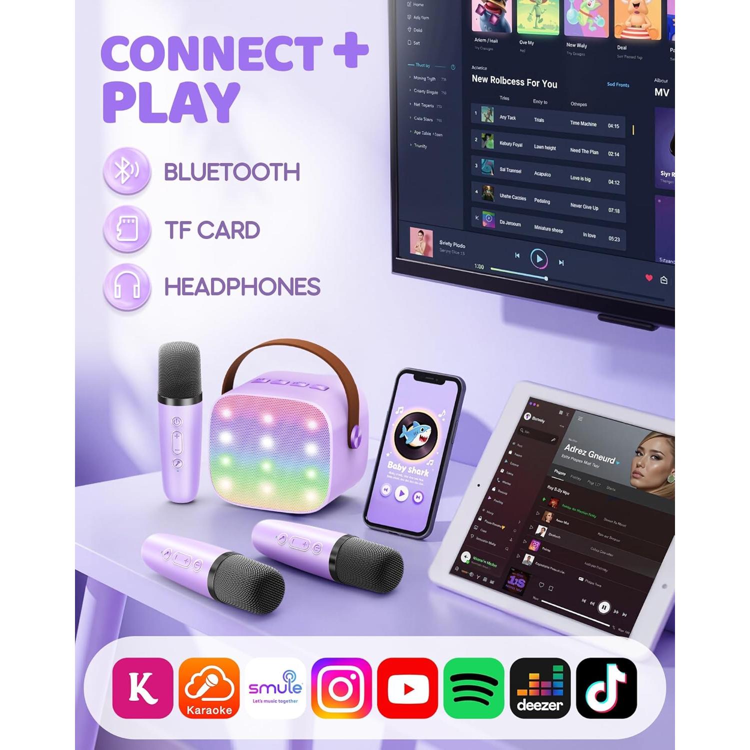 Máquina de Karaoke Mini YLL con 3 Micrófonos Inalámbricos
