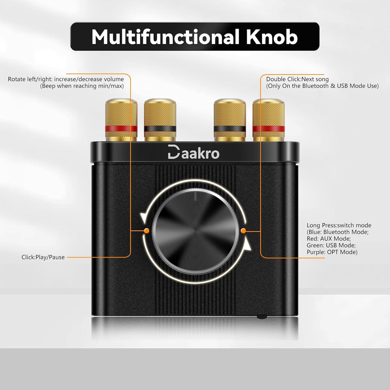 Amplificador Mini Bluetooth Daakro AK30 50W 2.0CH Estéreo