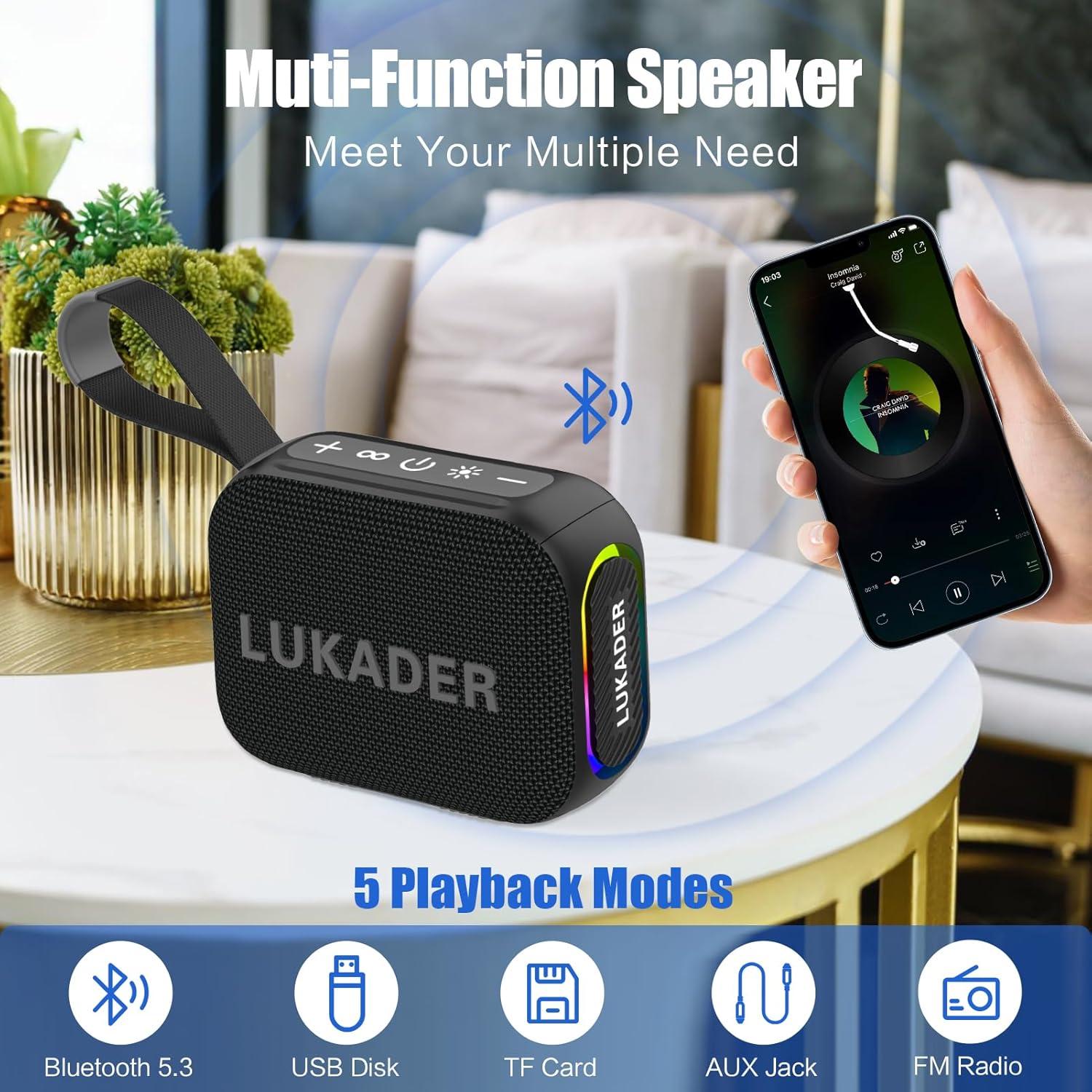 Altavoz Bluetooth Impermeable LUKADER BTS300 con Luz LED