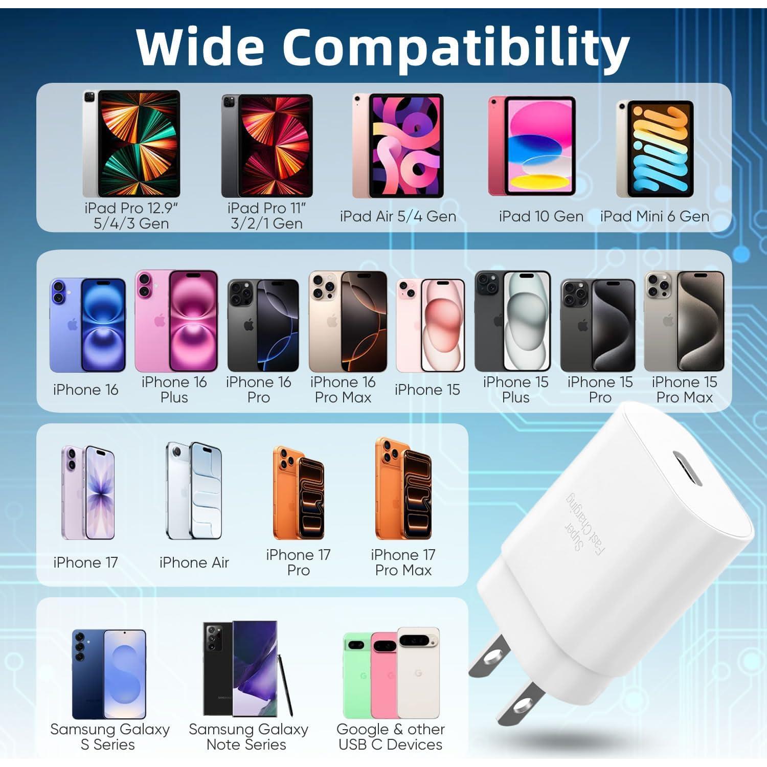 Cargador USB Tipo C 30W Eaxxfly - Paquete de 2, Carga Rápida