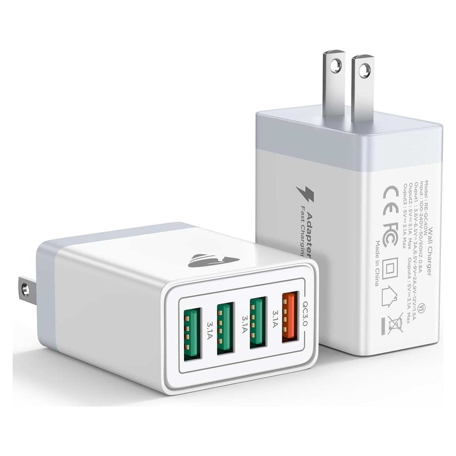 Cargador de Pared USB Aioneus 40W 4 Puertos para iPhone y Android