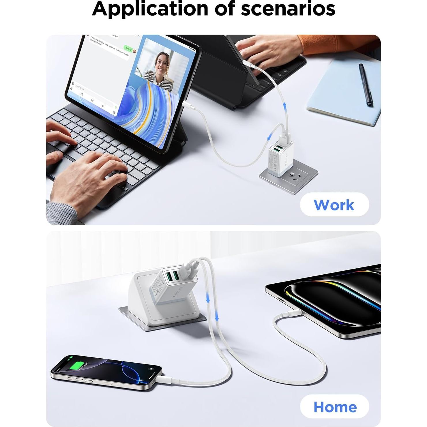 Cargador de Pared USB Aioneus 40W 4 Puertos para iPhone y Android