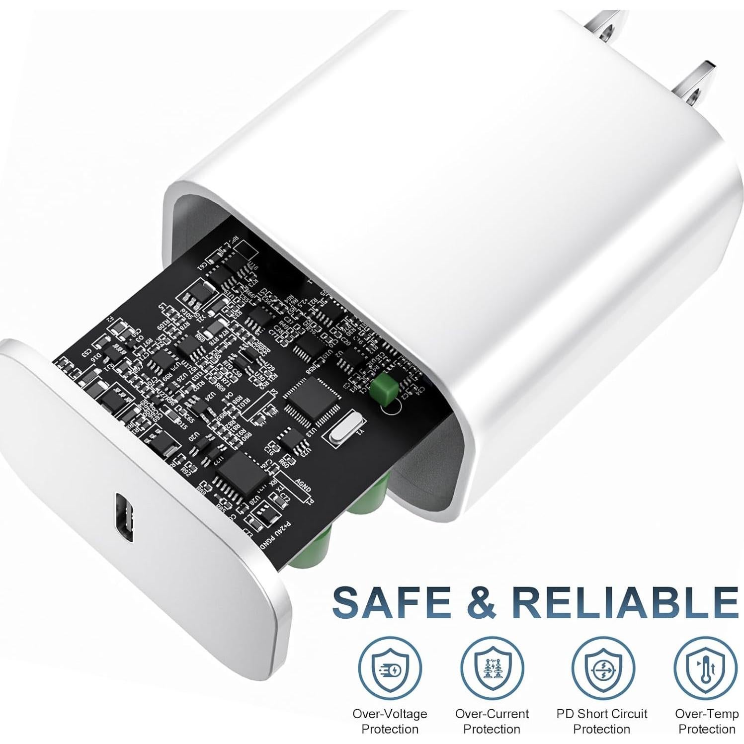 Cargador Rápido USB C 20W para iPhone 14/13/12 - 2 Pack