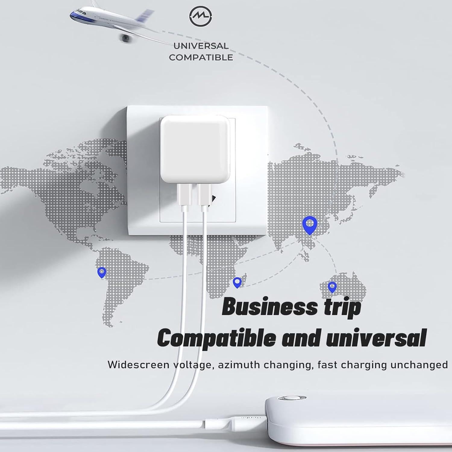 Cargador Rápido 35W USB-C Doble Puerto Longyue Blanco