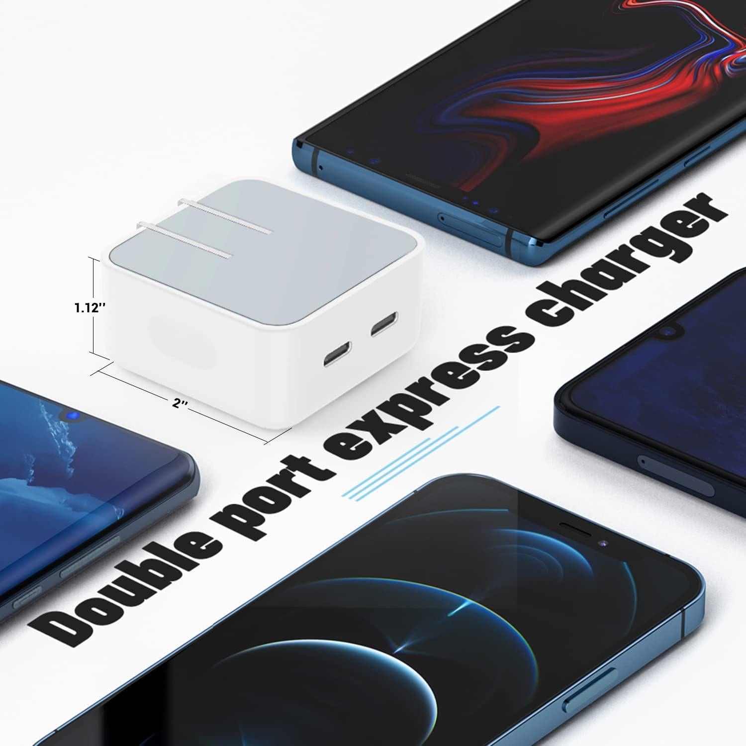 Cargador Rápido 35W USB-C Doble Puerto Longyue Blanco