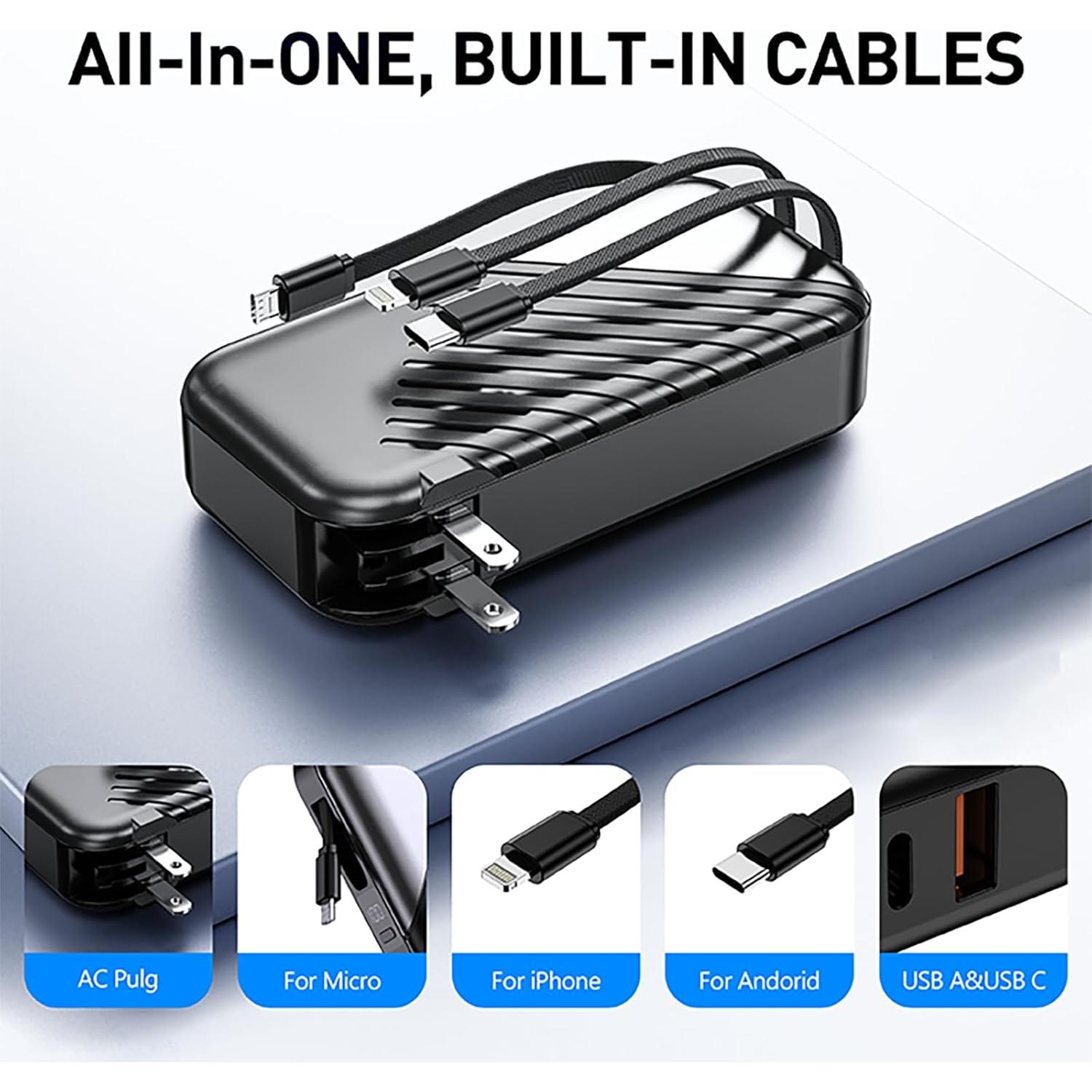 Cargador Portátil USB-C 10000mAh con Enchufe de Pared 27W