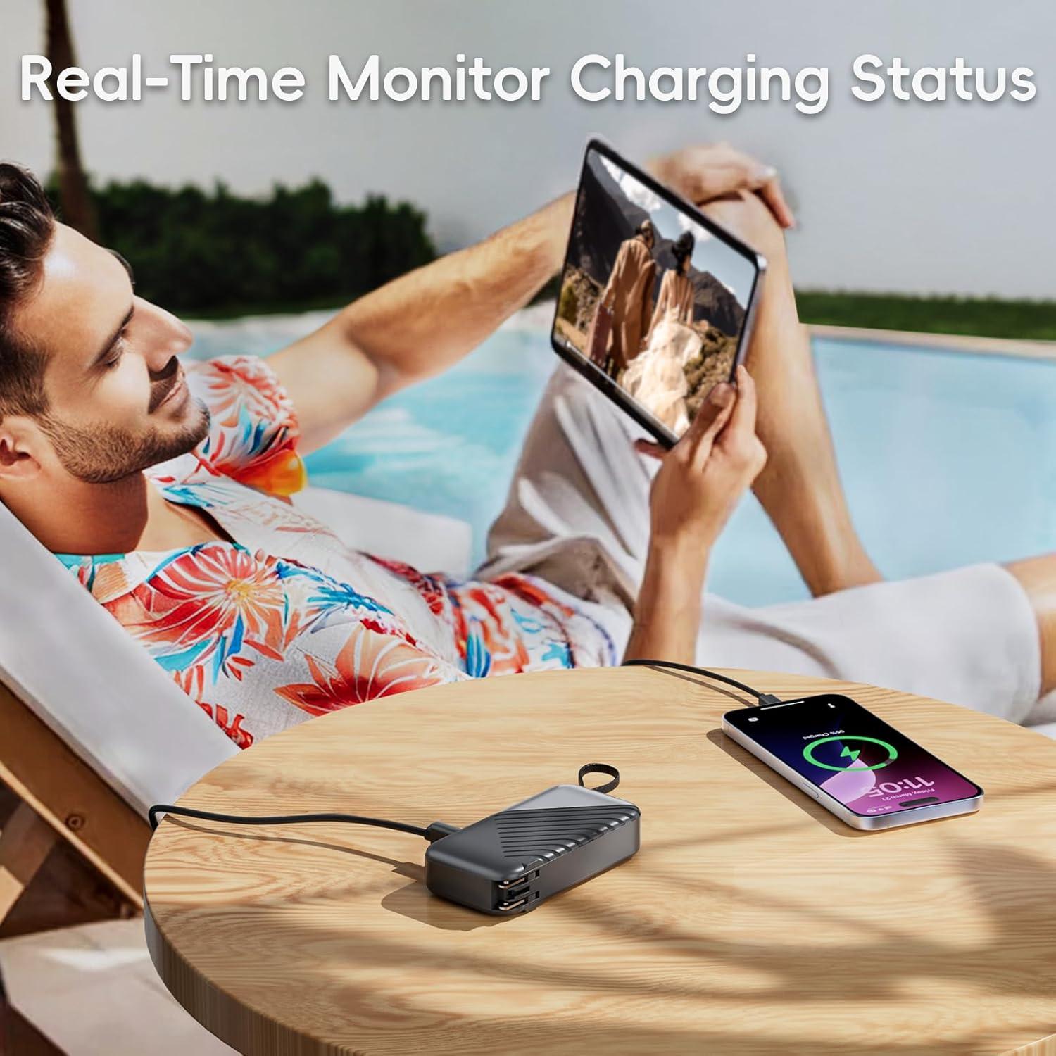 Cargador Portátil USB-C 10000mAh con Enchufe de Pared 27W